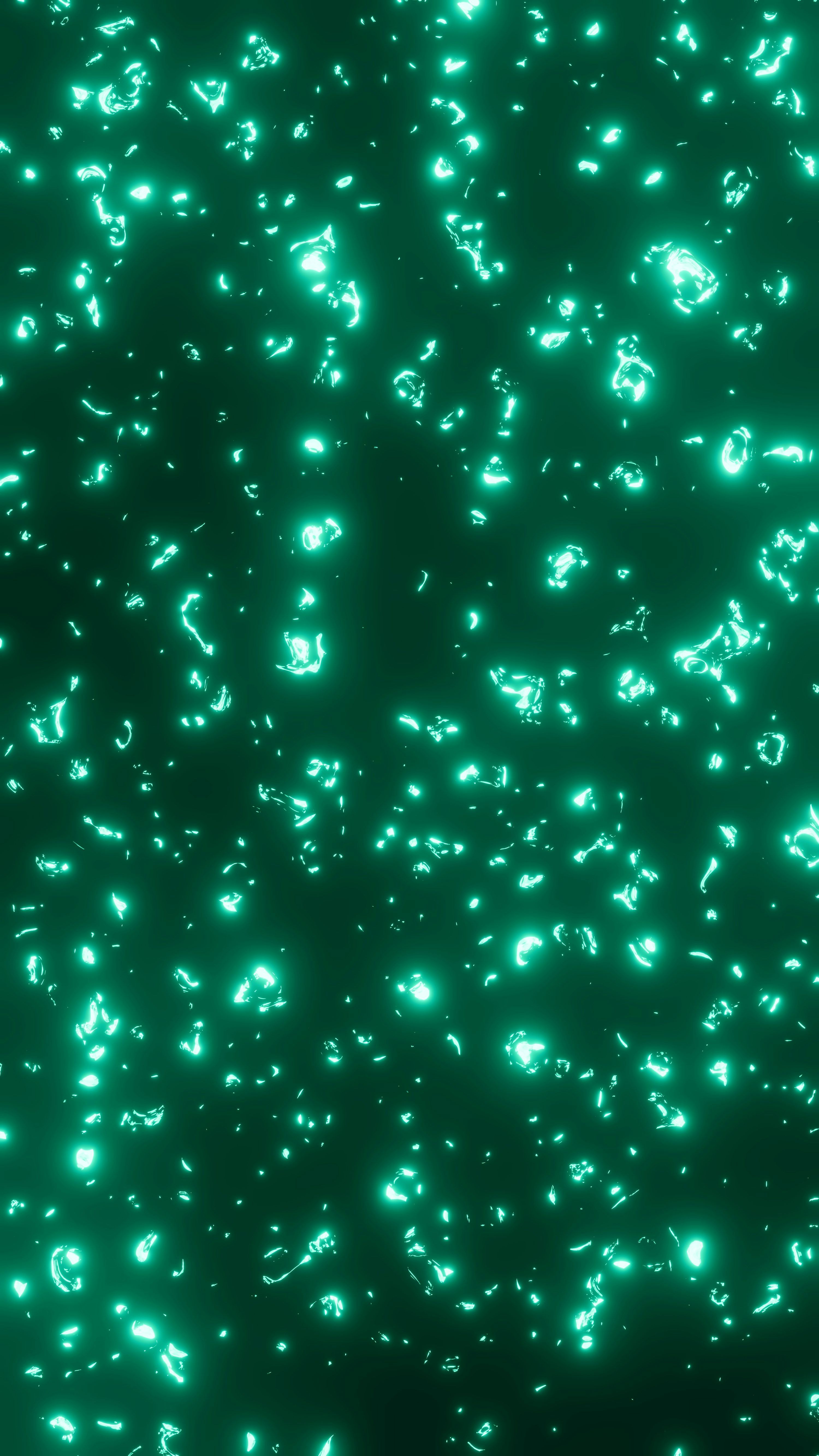 3000x5333 Green, glowing particles on a dark background. photo