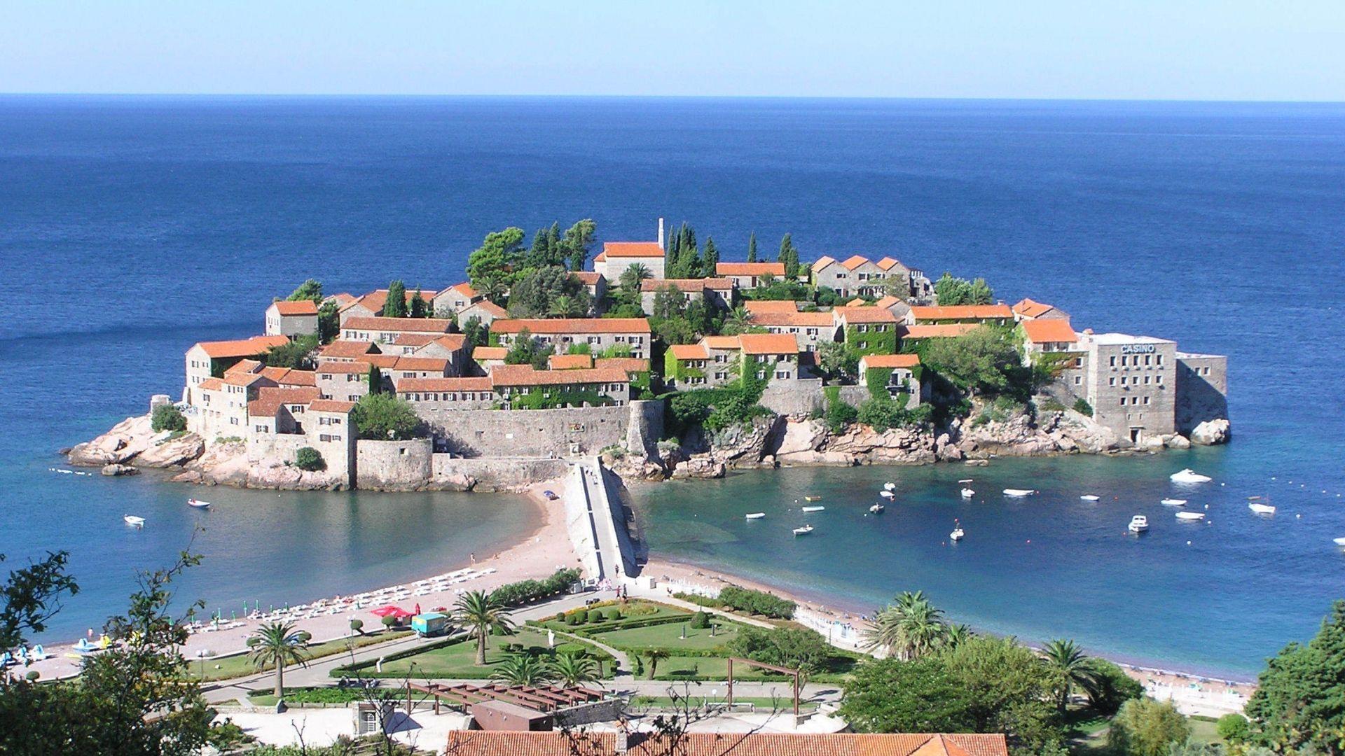 1920x1080 Full HD Wallpaper montenegro sveti stefan island resort ancient