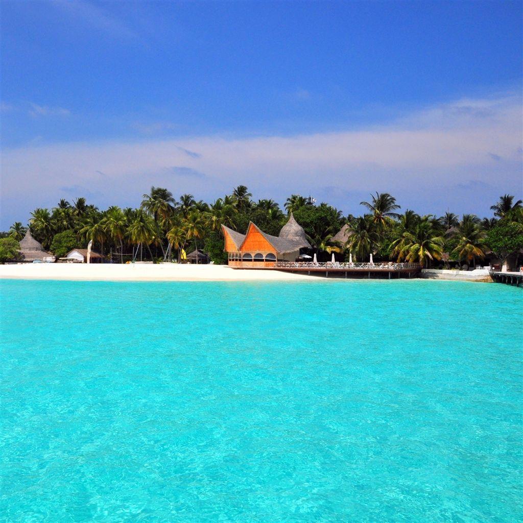 1024x1024 Maldives Tropical Beach Island #Retina #iPad #Air #wallpaper. Beach wallpaper, Caribbean islands beach, Maldives