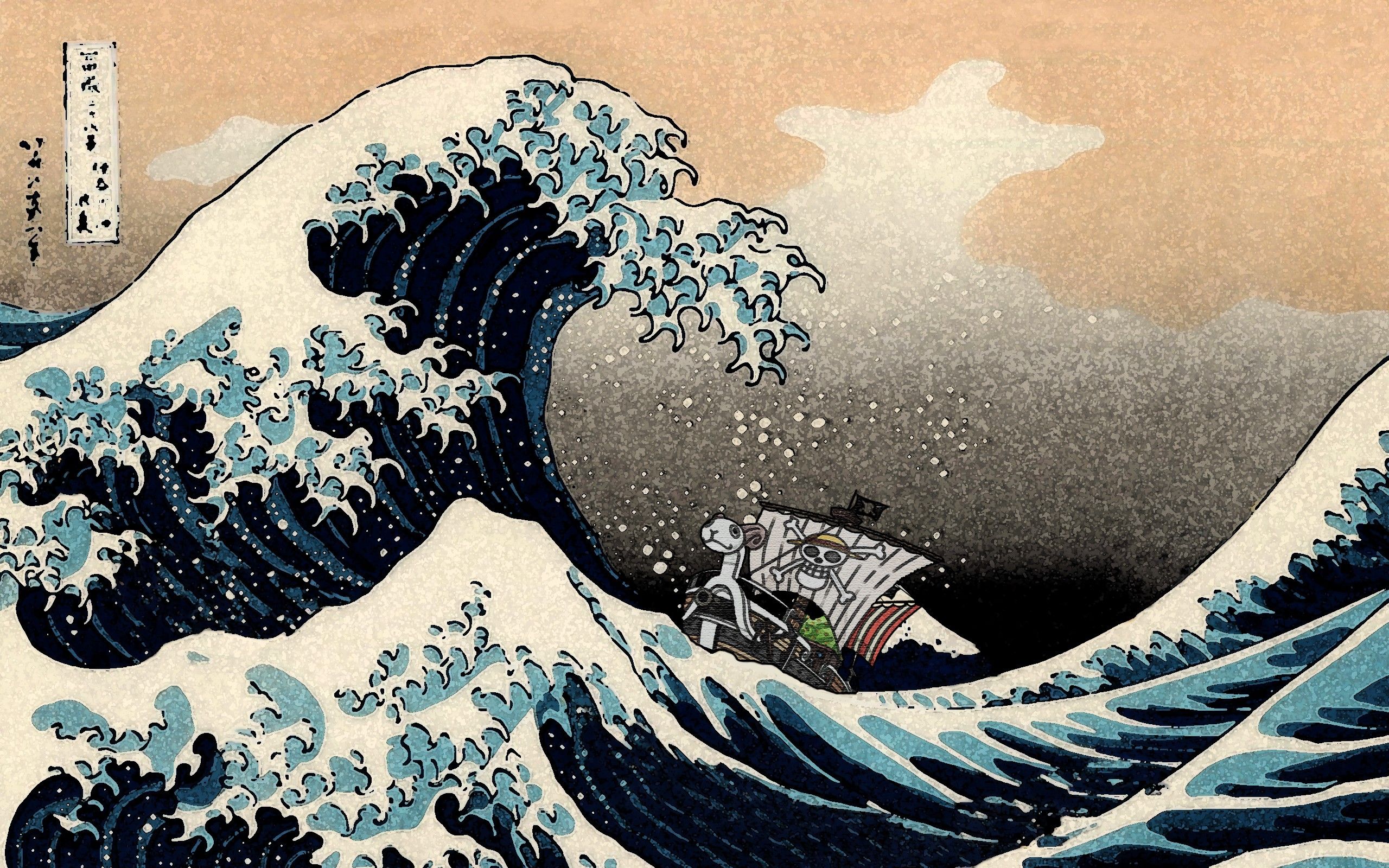 2560x1600 One Piece, Monkey D. Luffy, Hokusai, Waves, The Great Wave Off Kanagawa Wallpaper HD / Desktop and Mobile Background