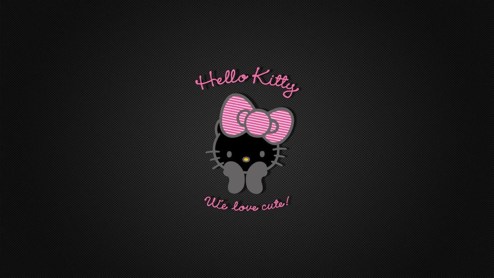 1920x1080 Black Hello Kitty In Black Background HD Hello Kitty Wallpaper