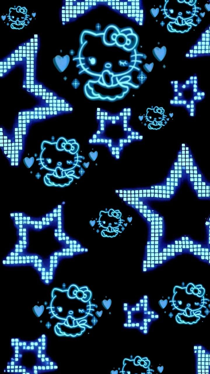 720x1280 blue hello kitty stars