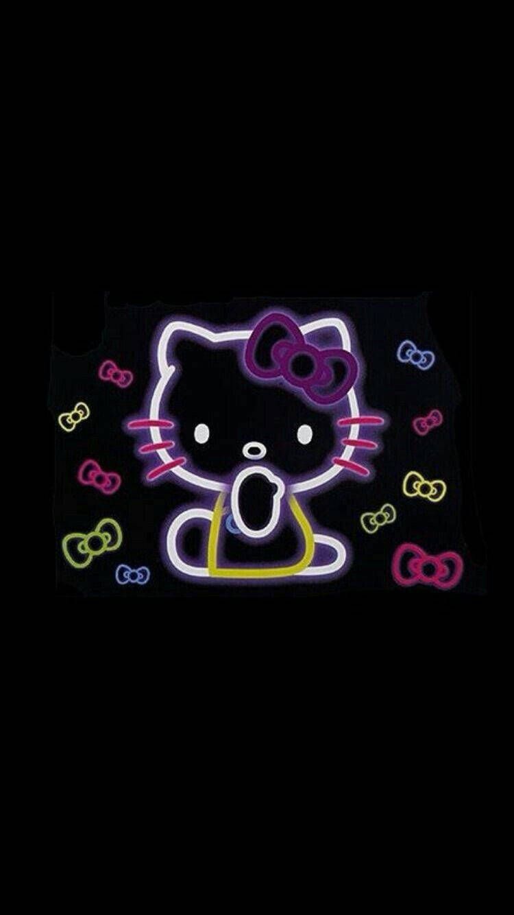 750x1334 Neon Hello Kitty Wallpaper
