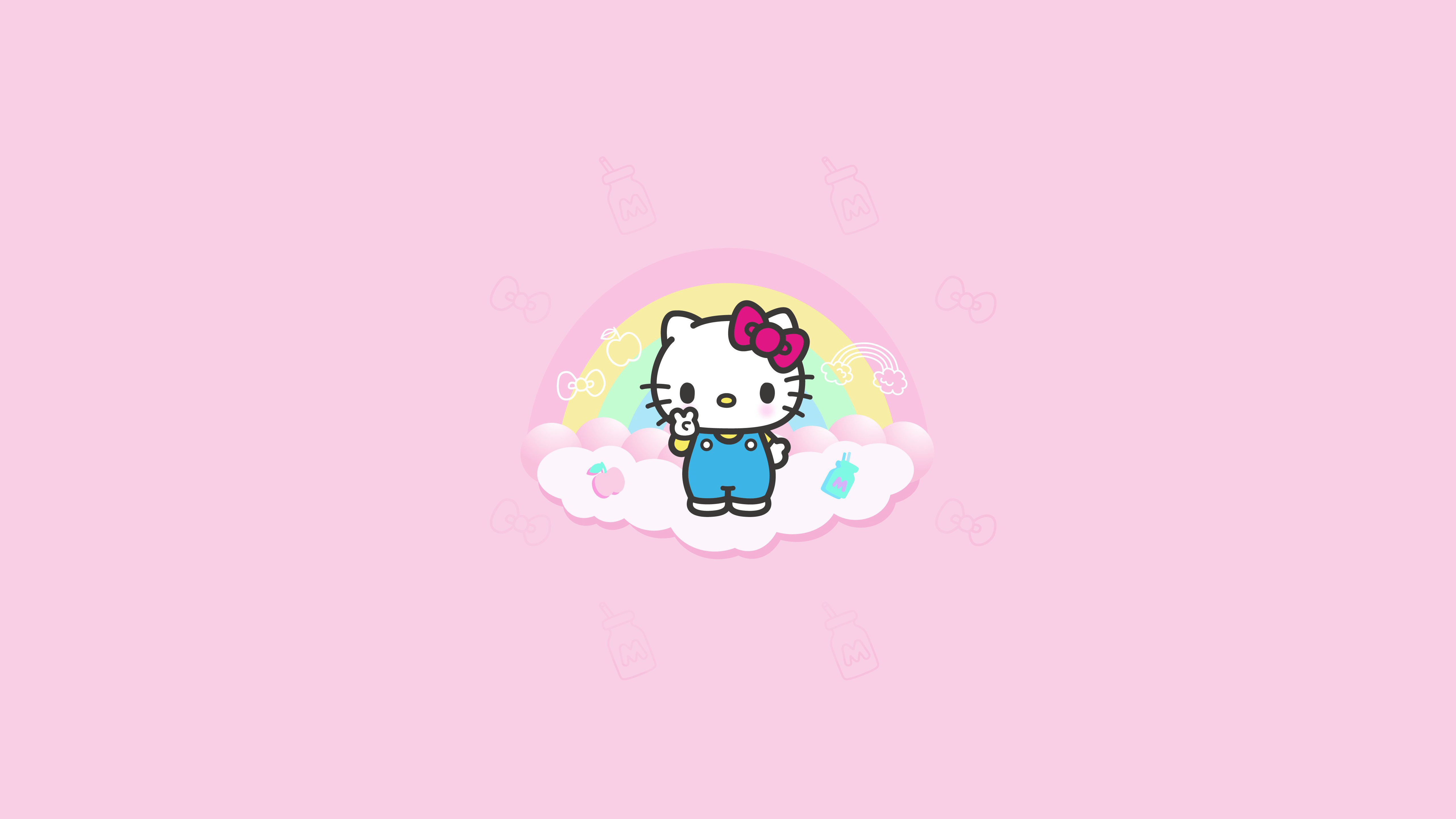 5120x2880 Hello Kitty Wallpaper 4K, Minimalist, Pink background