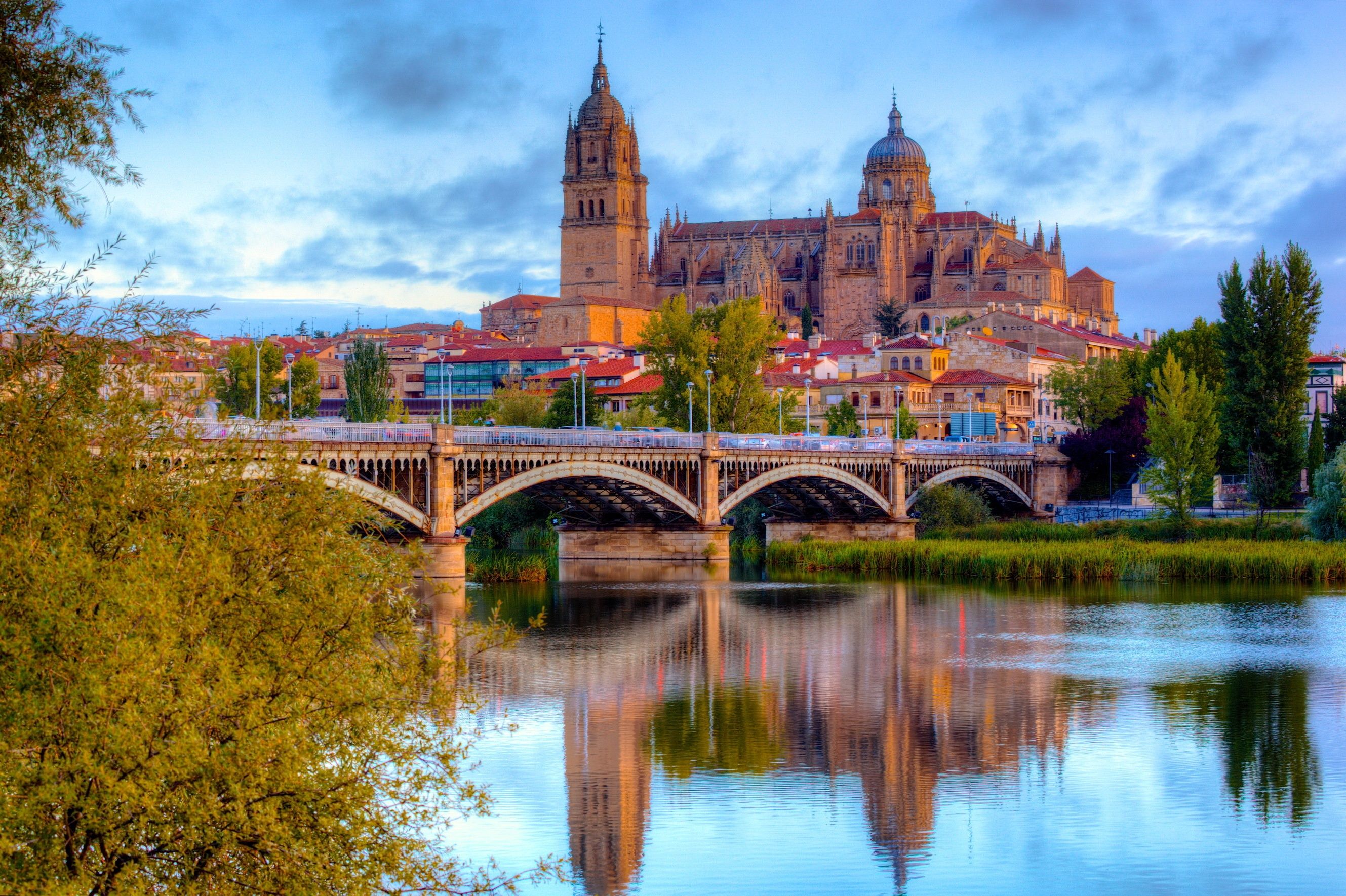 2658x1770 Wallpaper bridge, city, river, home, Spain, Spain, Salamanca, Church. for mobile and desktop, section город, resolution 2658x1770