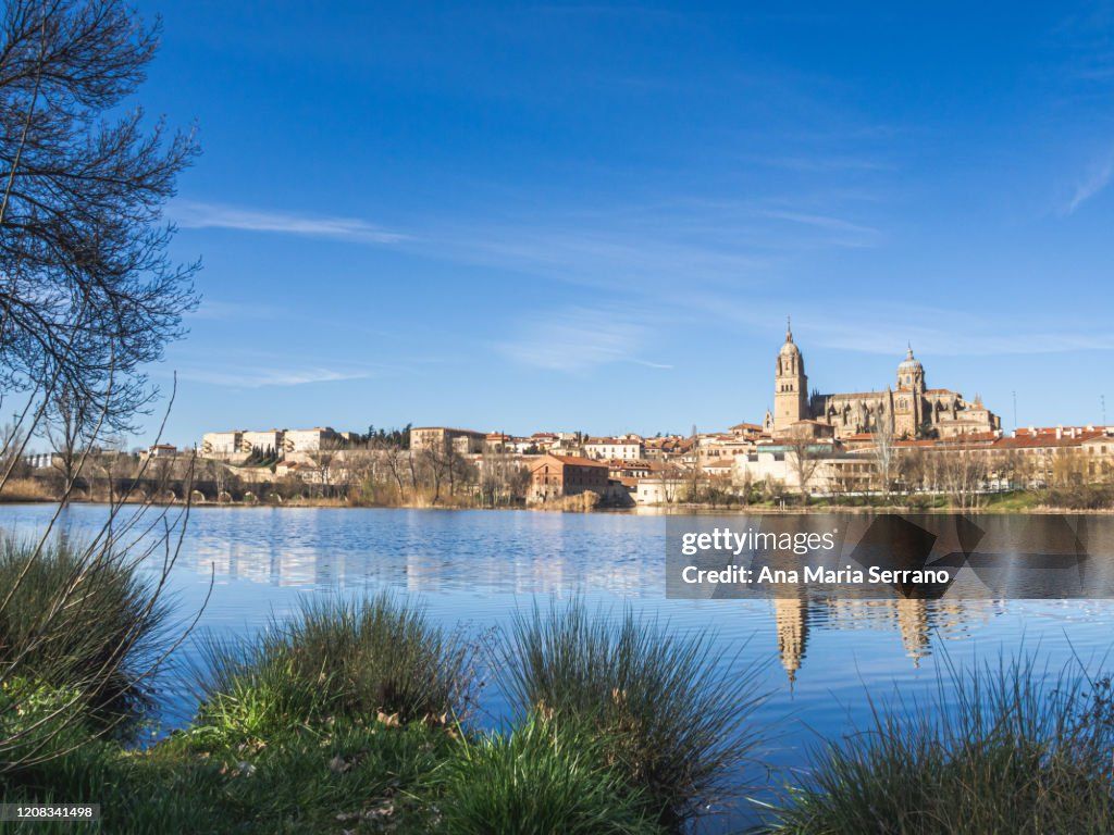 1024x768 Salamanca Skyline And The Salamancas Cathedral On The Banks Of The Tormes River High Res