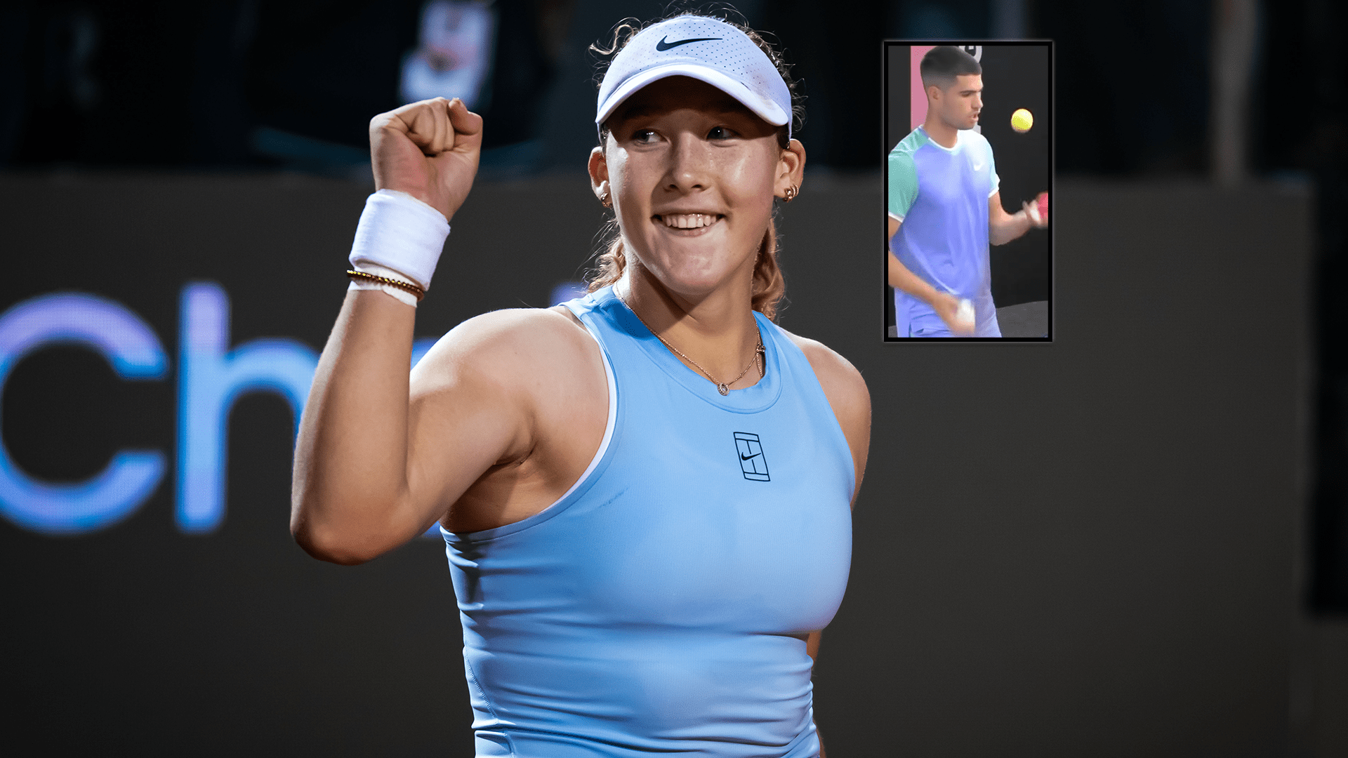 1920x1080 Mirra Andreeva escapes in two sets, cools down with Carlos Alcaraz in Rome