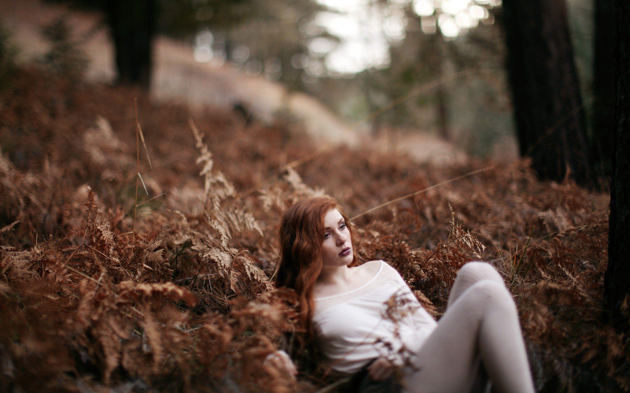 2560x1600 Nature Forest Redhead Girl Photo wallpaperx1600