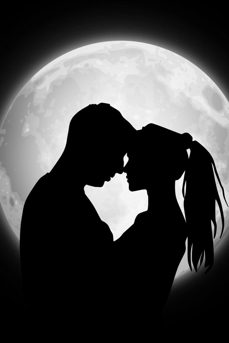 800x1200 Download wallpaper 800x1200 couple, silhouettes, moon, love iphone