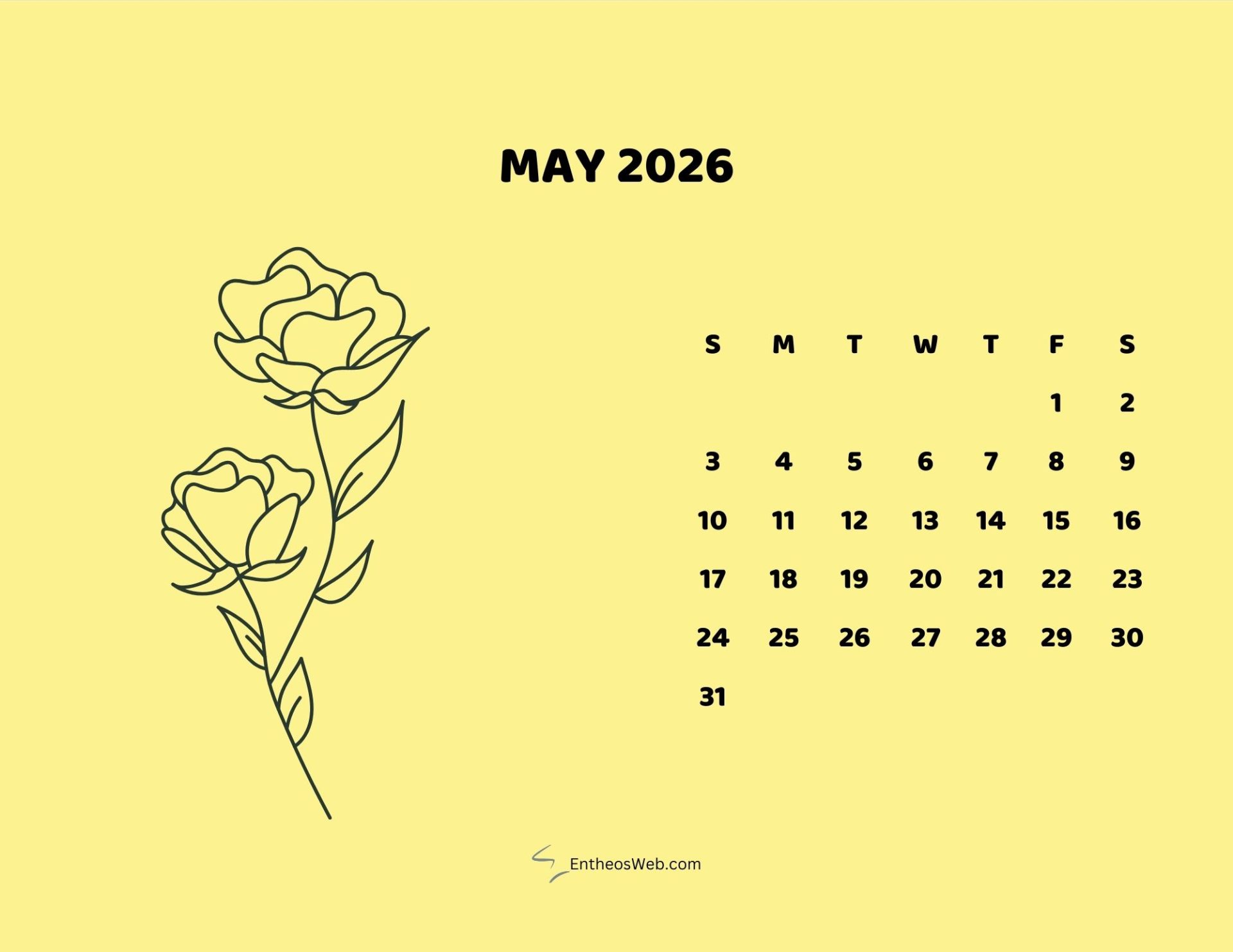 1920x1483 May 2026 Calendar Printables