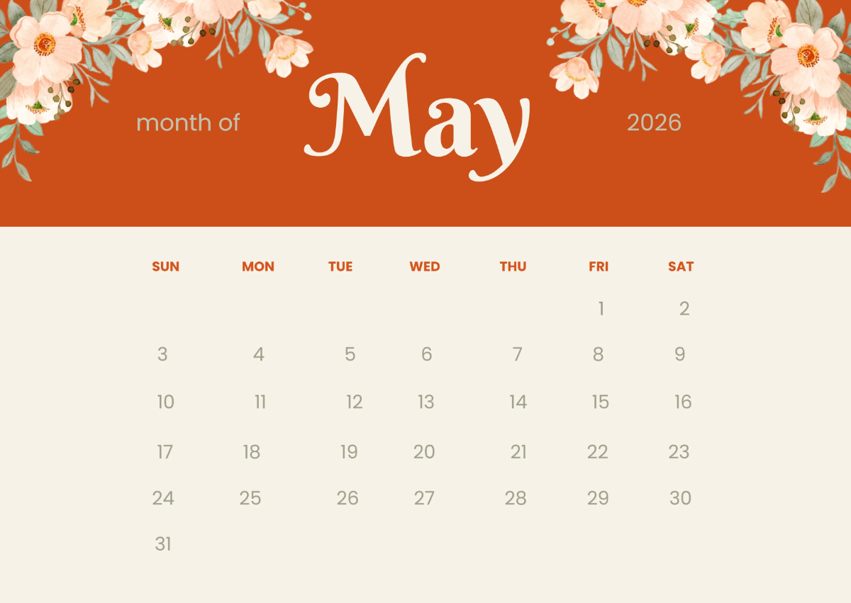 1200x851 May 2026 Calendar Wallpaper