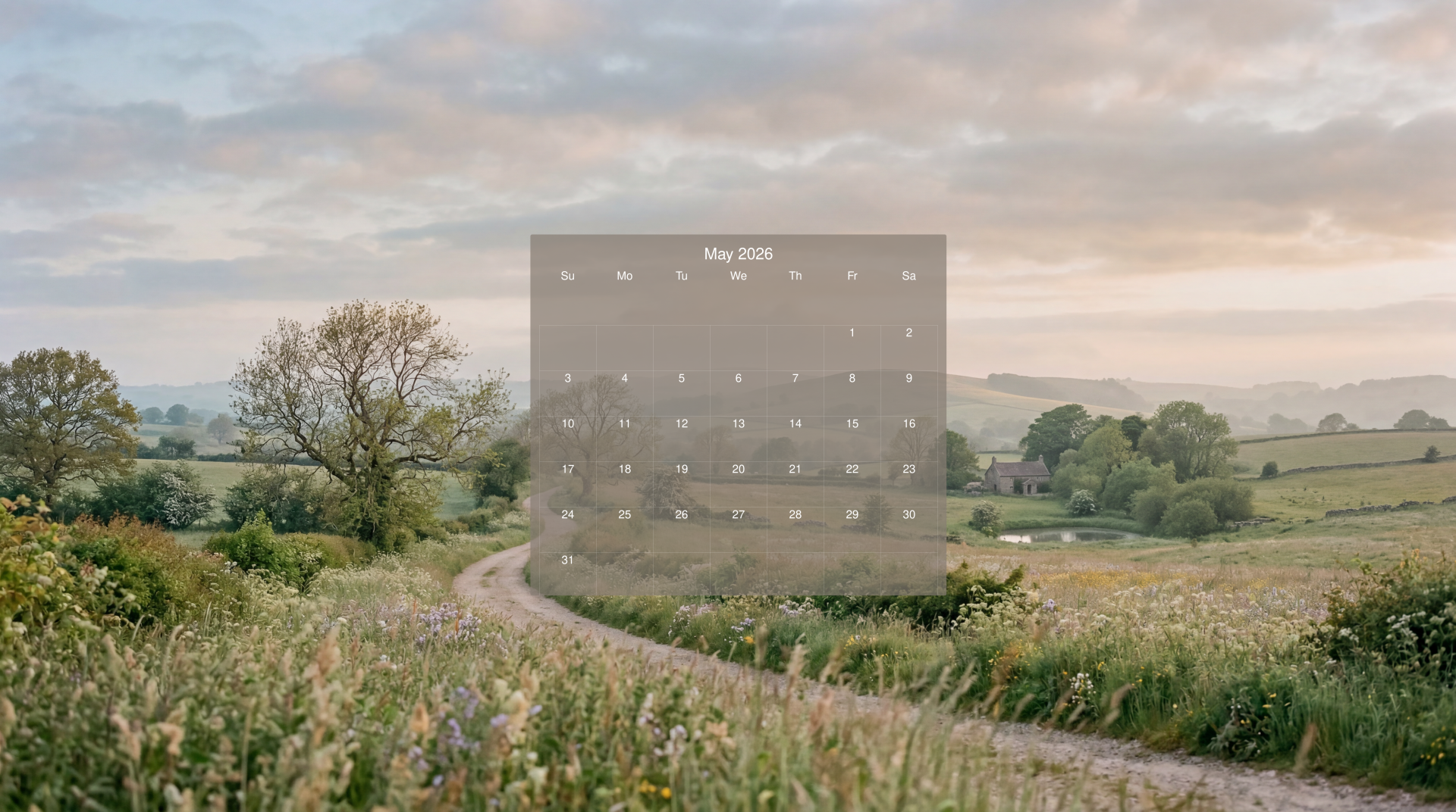 1920x1072 May 2026K Ultra HD Calendar Wallpaper