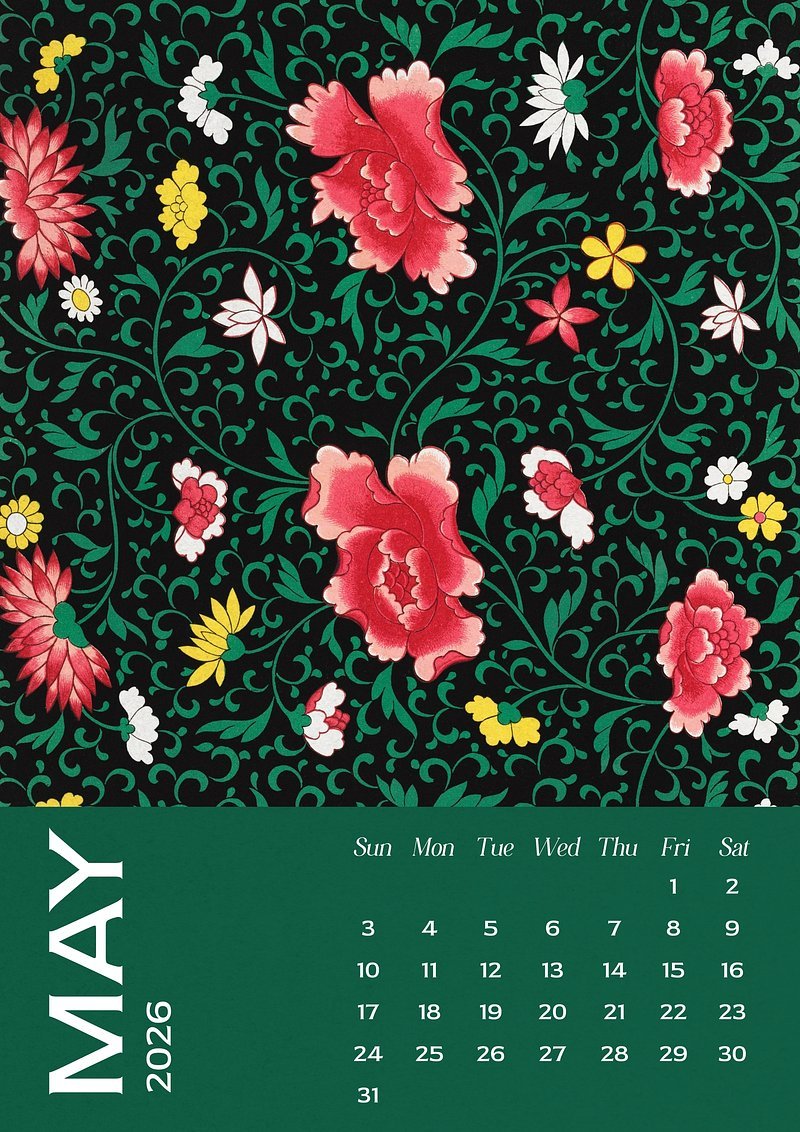 800x1132 May 2026 Calendar Wallpaper