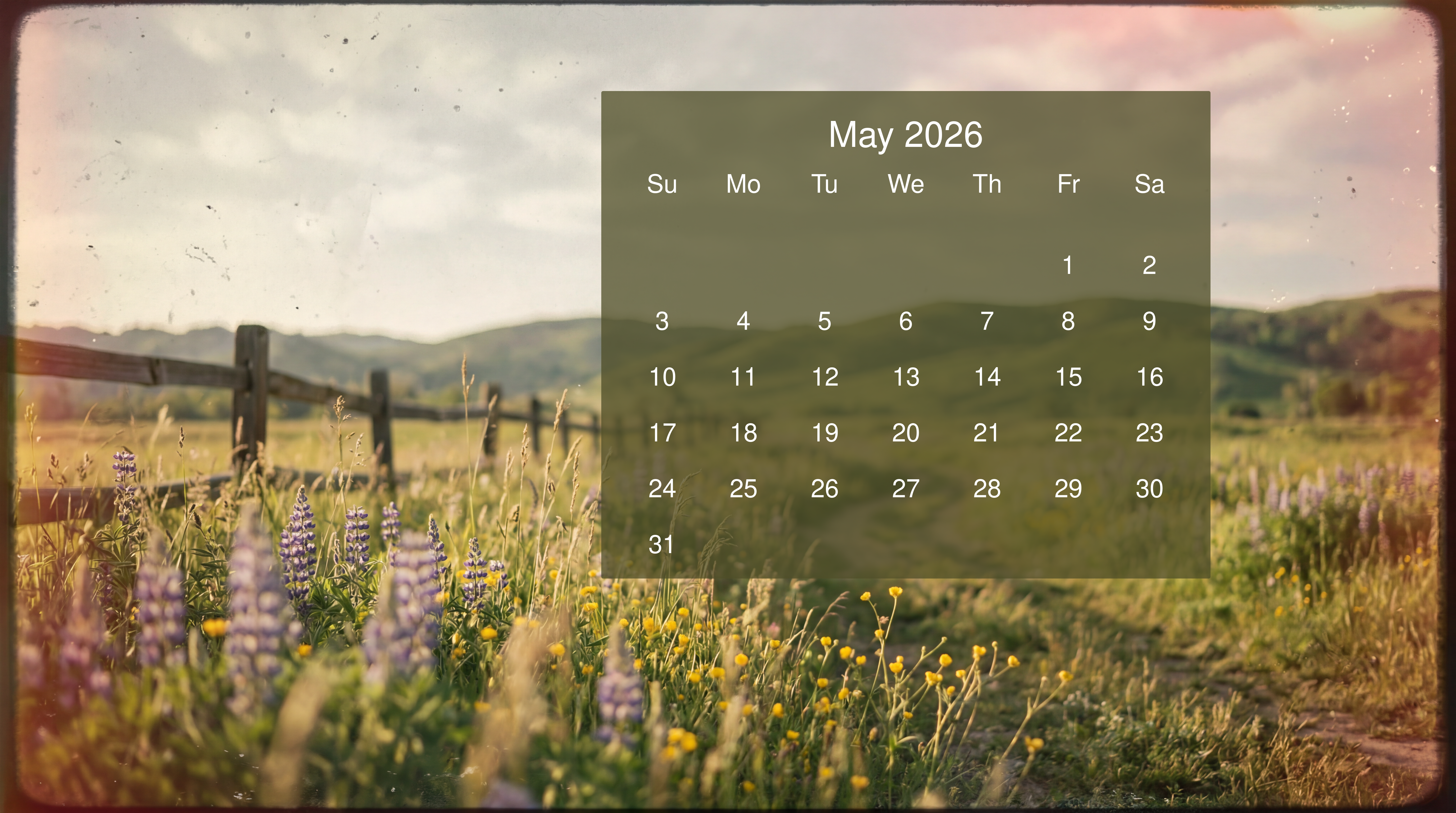 5504x3072 May 2026K Ultra HD Calendar Wallpaper