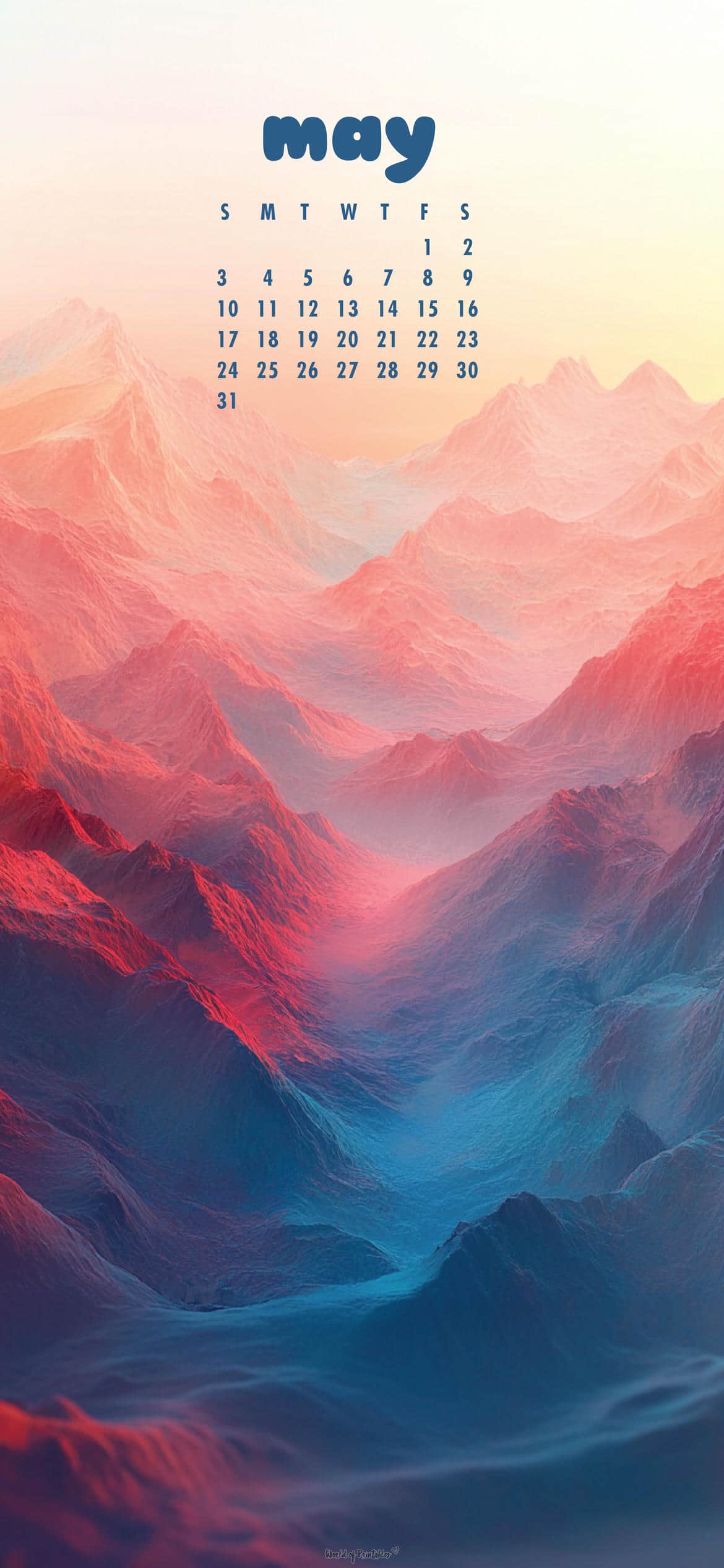 1170x2535 Free May 2026 Calendar Wallpaper