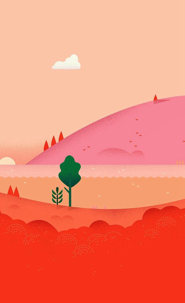 744x1216 Google Lollipop August Red Mountain Love iPhone 4s Wallpaper
