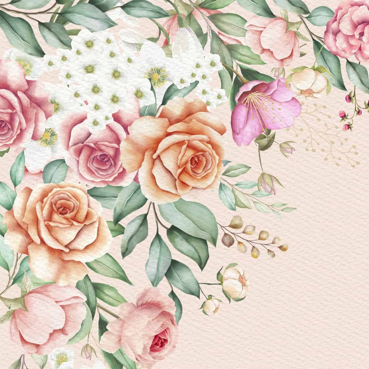 1200x1200 Floral Frame Pattern Bedroom Wallpaper. Life n Colors