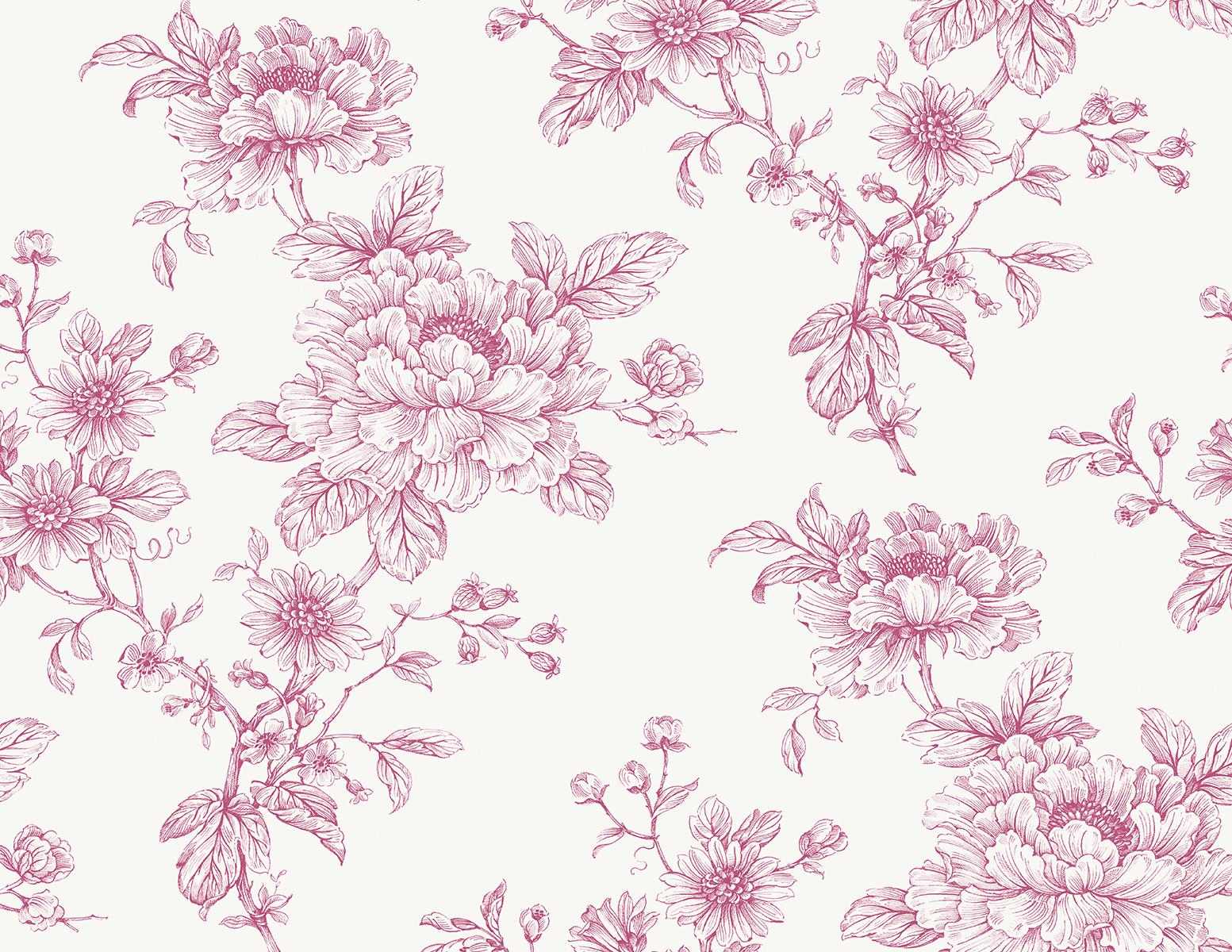 1553x1200 NextWall Pink Sketched Floral Peel and Stick Wallpaper