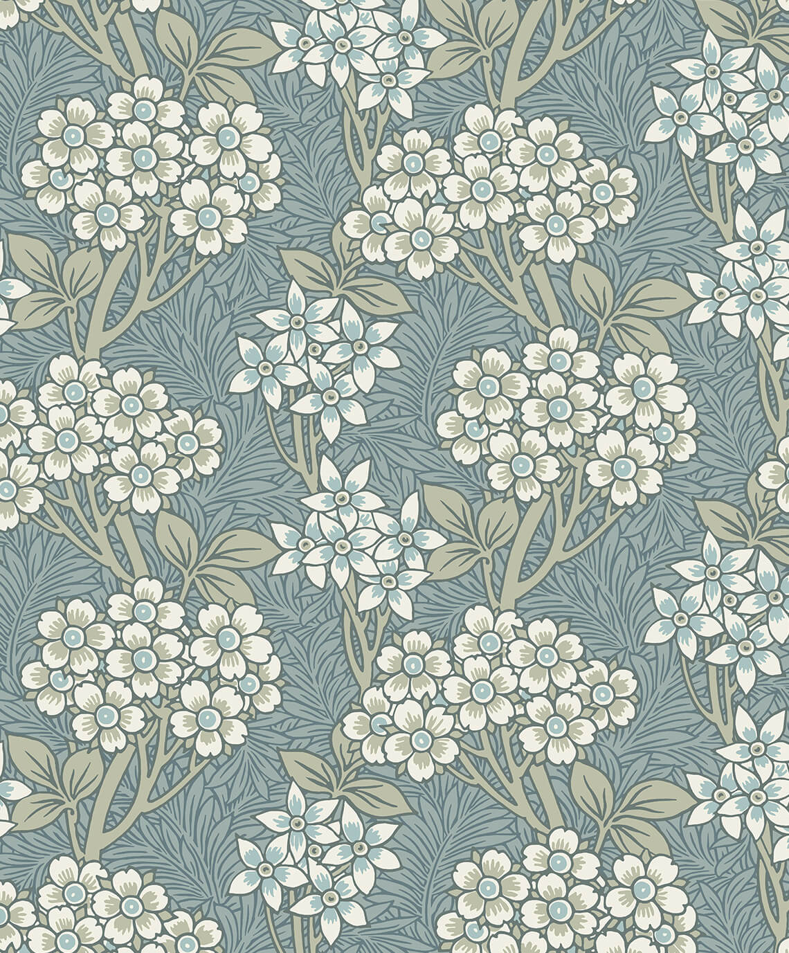 1140x1377 Stream Blue & Sage Floral Vine Wallpaper, ET12004