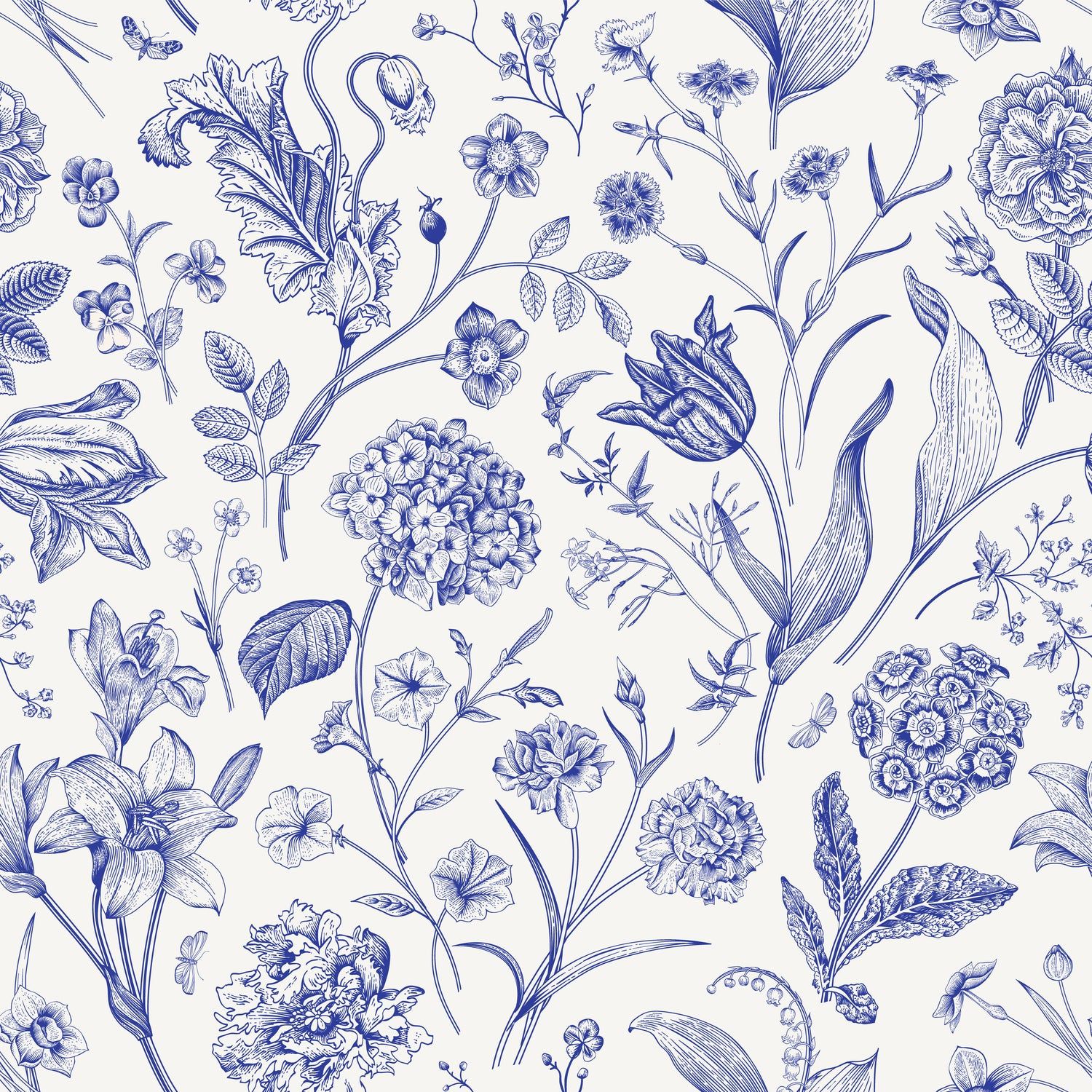 1500x1500 Vintage Blue Floral Wallpaper