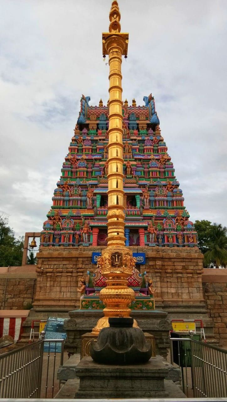724x1280 Golden Tower in the Park. Indian Temple Architecture