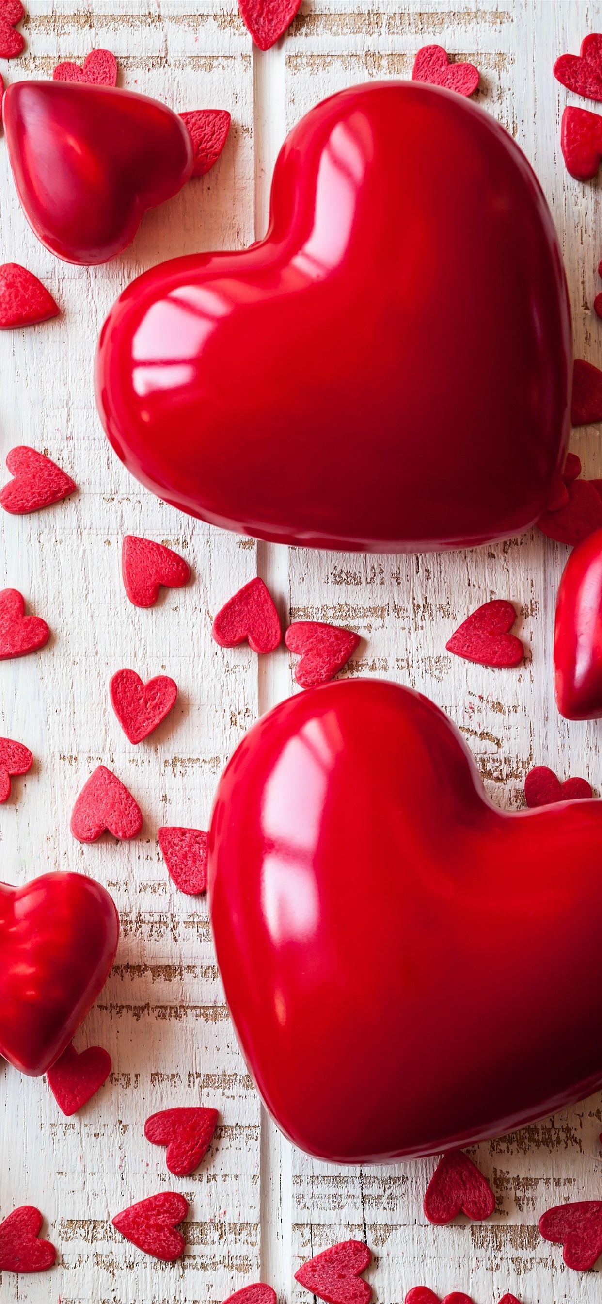 1242x2688 Many Red Love Hearts, Wood Board 1242x2688 IPhone 11 Pro XS Max