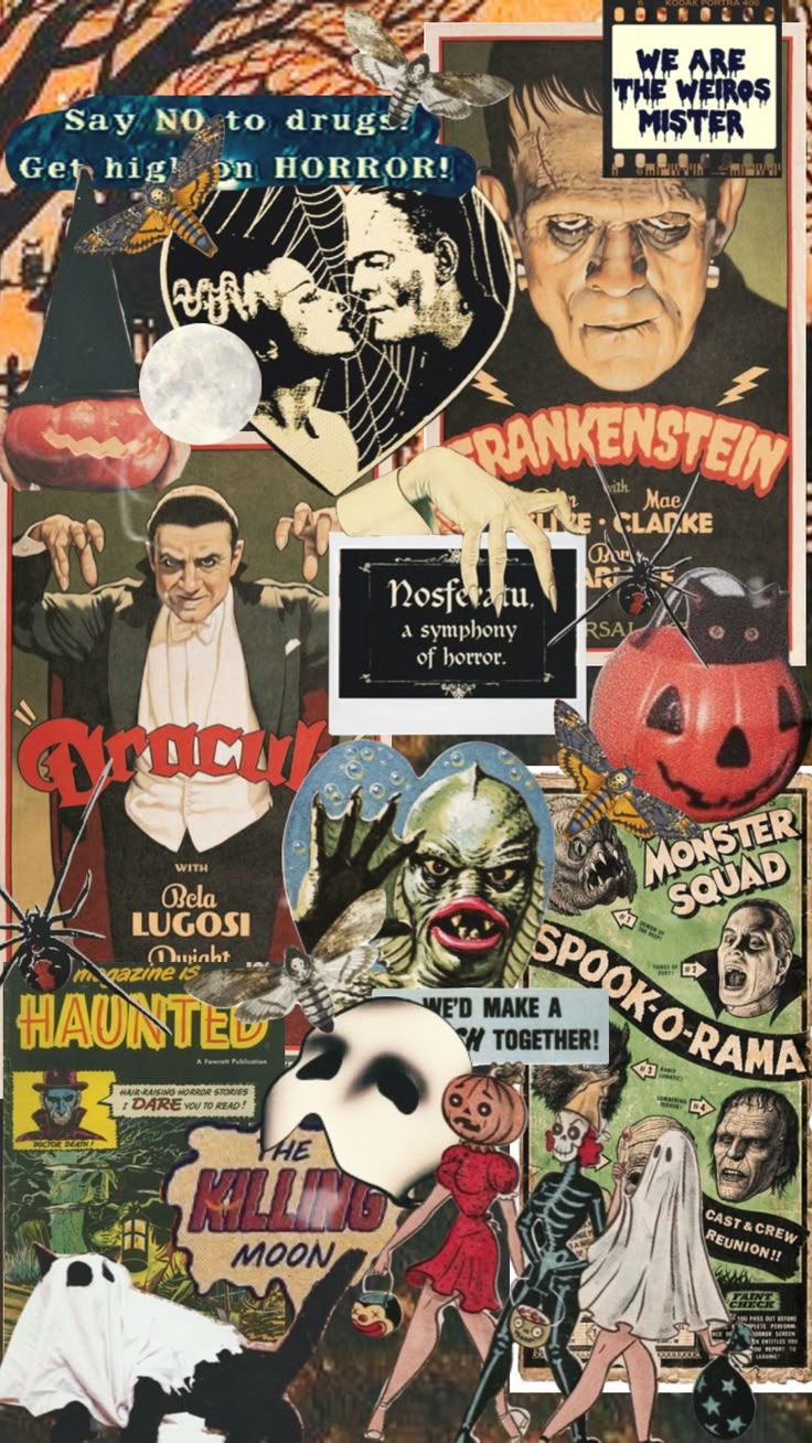 736x1308 Check out emisnothome's Shuffles. Halloween wallpaper background, Vintage halloween art, Retro horror