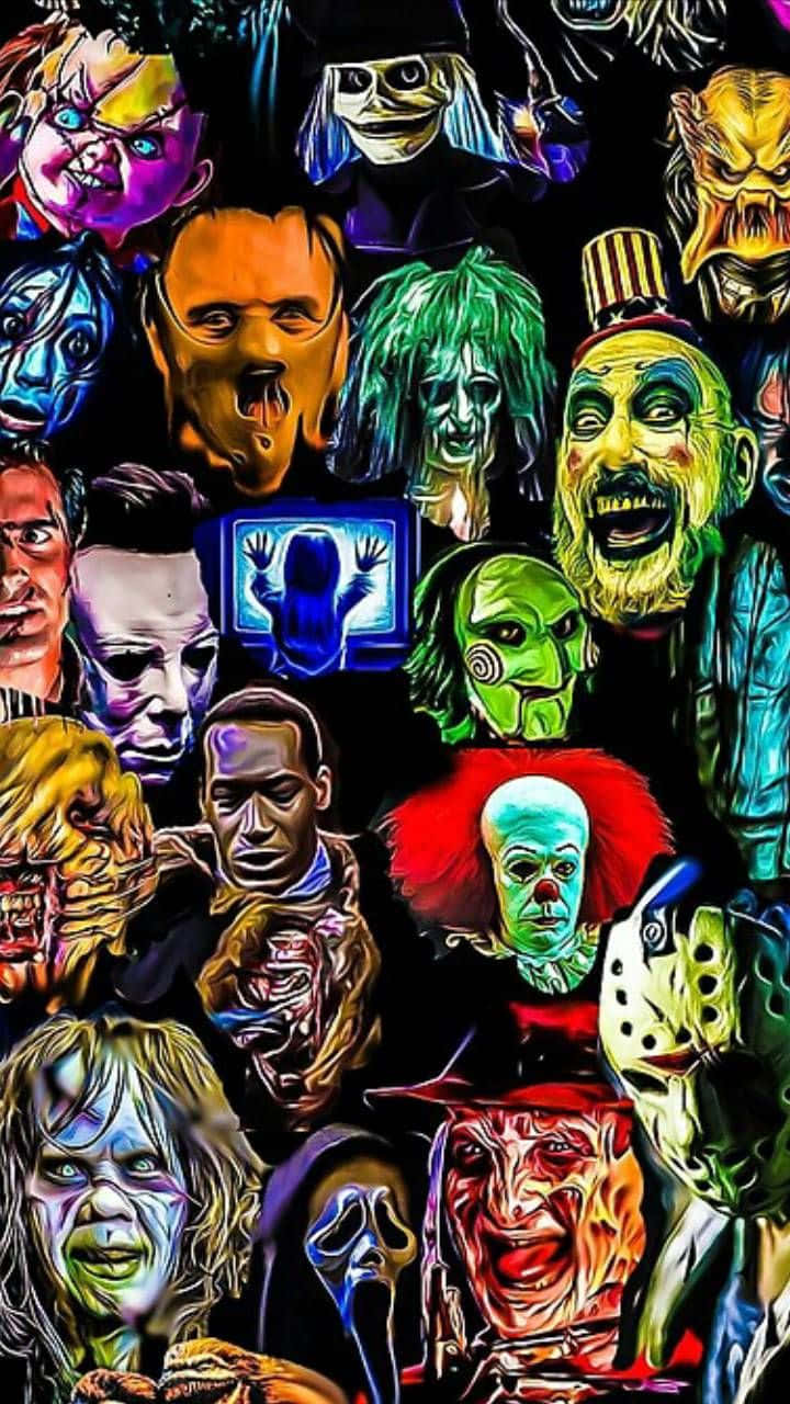 720x1280 Download Celebrate Halloween in Style with Classic Horror Icon Wallpaper
