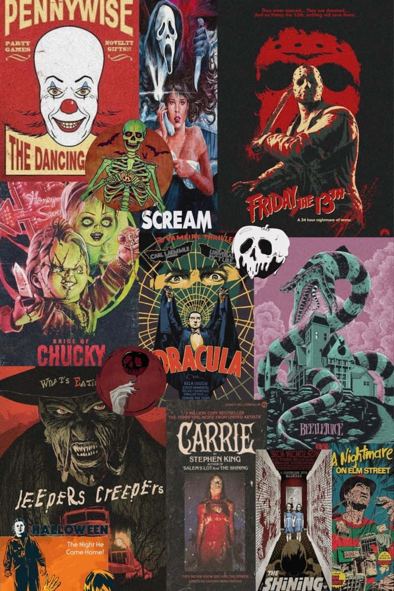 800x1200 Download Iconic Horror Movie Collage Wallpaper