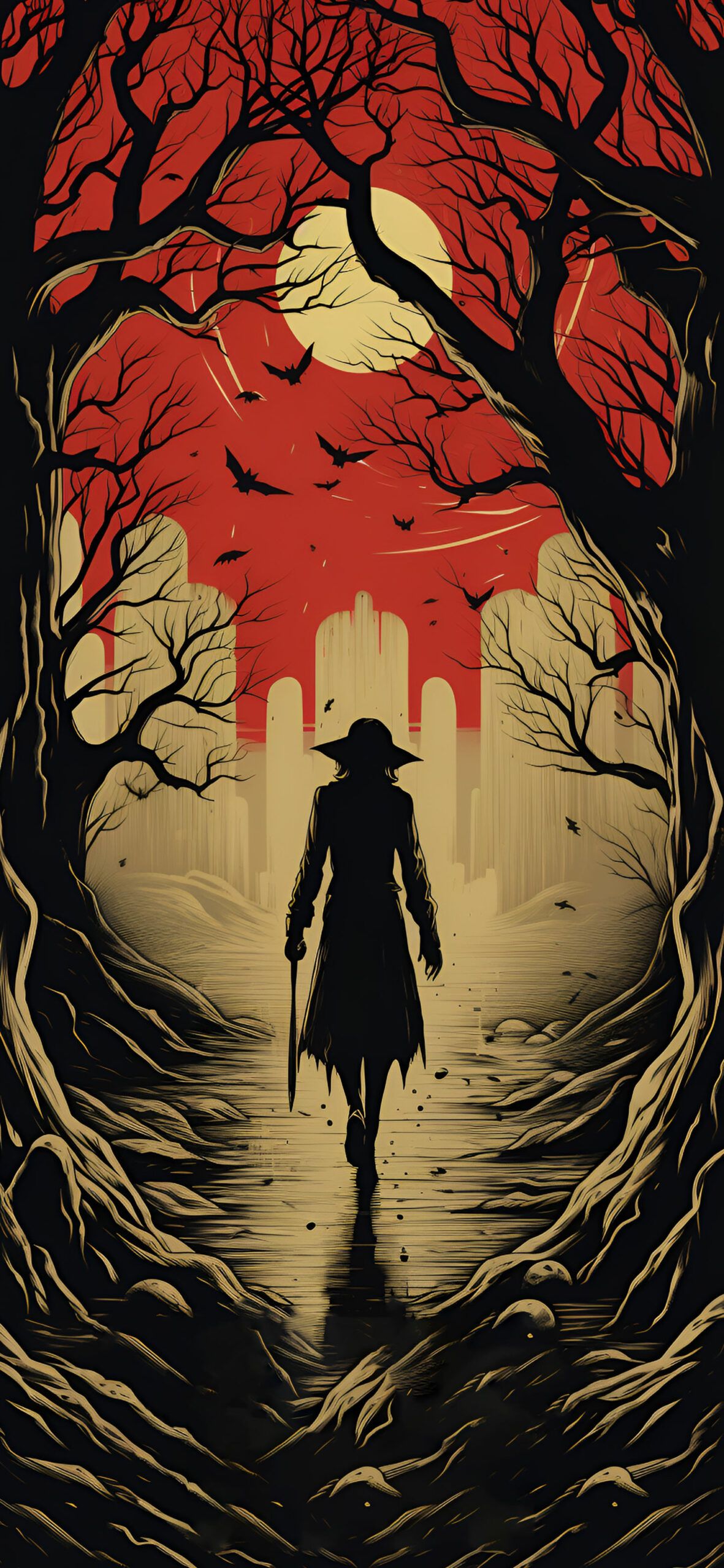 1181x2560 Retro Van Helsing Wallpaper Horror Wallpaper iPhone