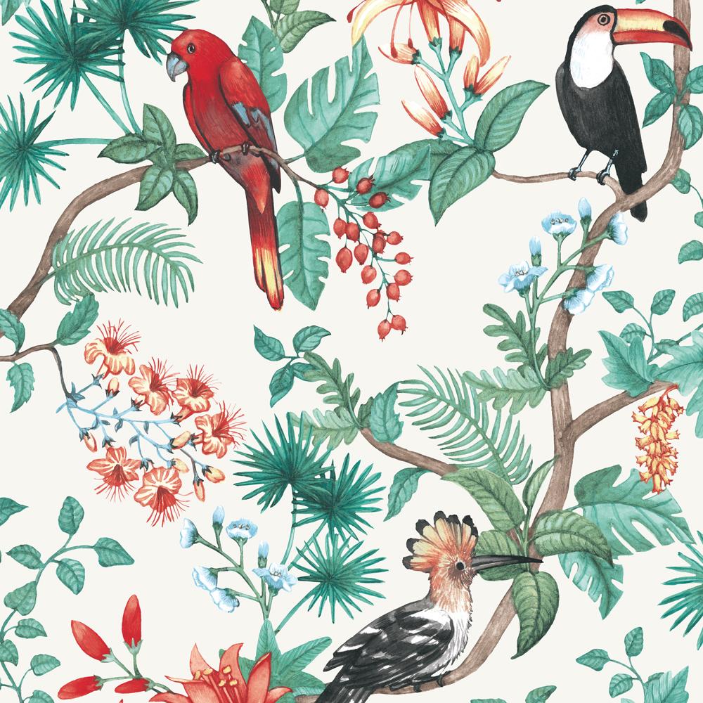 1000x1000 Tempaper Birds of Paradise Peel and Stick Wallpaper Natural