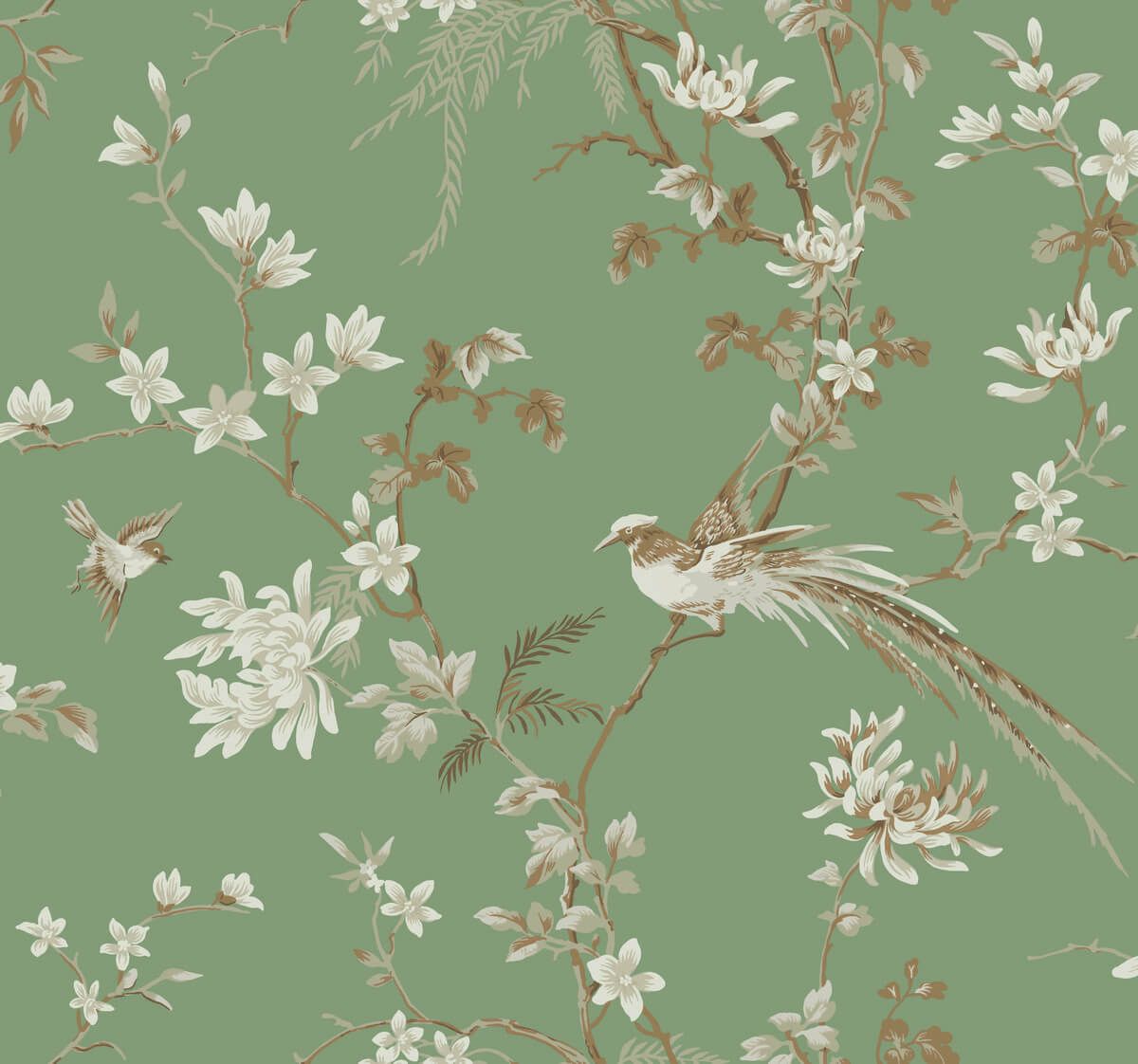1200x1122 Ronald Redding 24 Karat Bird & Blossom Chinoiserie Wallpaper