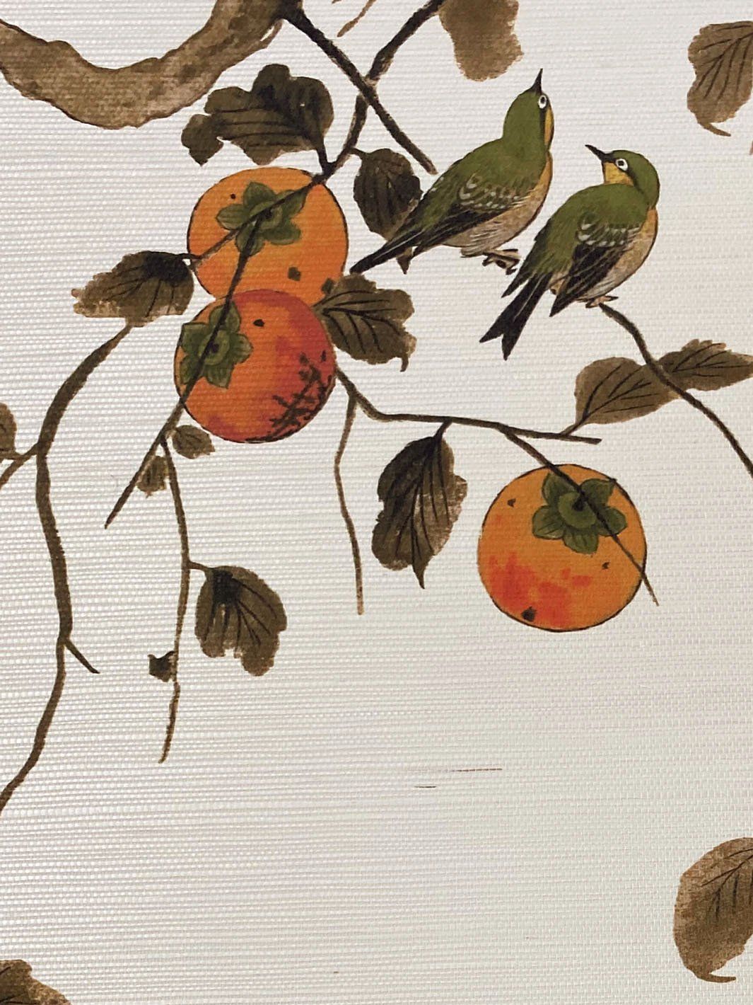 1065x1420 'Persimmon Birds' Grasscloth Wallpaper