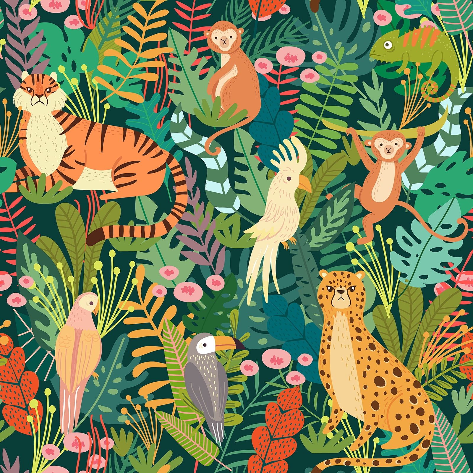 1600x1600 CHIHUT Jungle Animal Wallpaper 17.7”x100” Liberia
