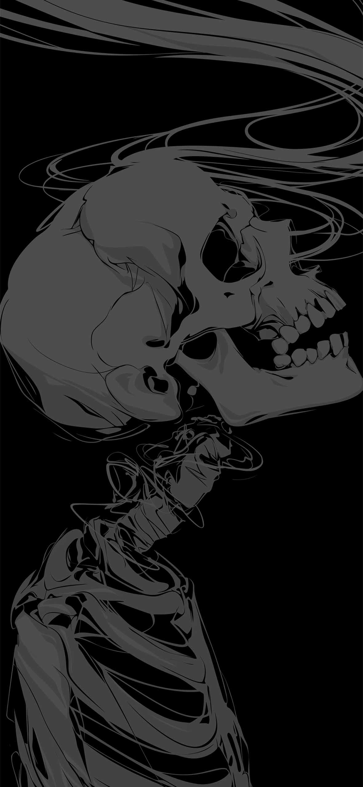 1180x2554 Skeleton Minimalist Line Art Wallpaper HD Wallpaper