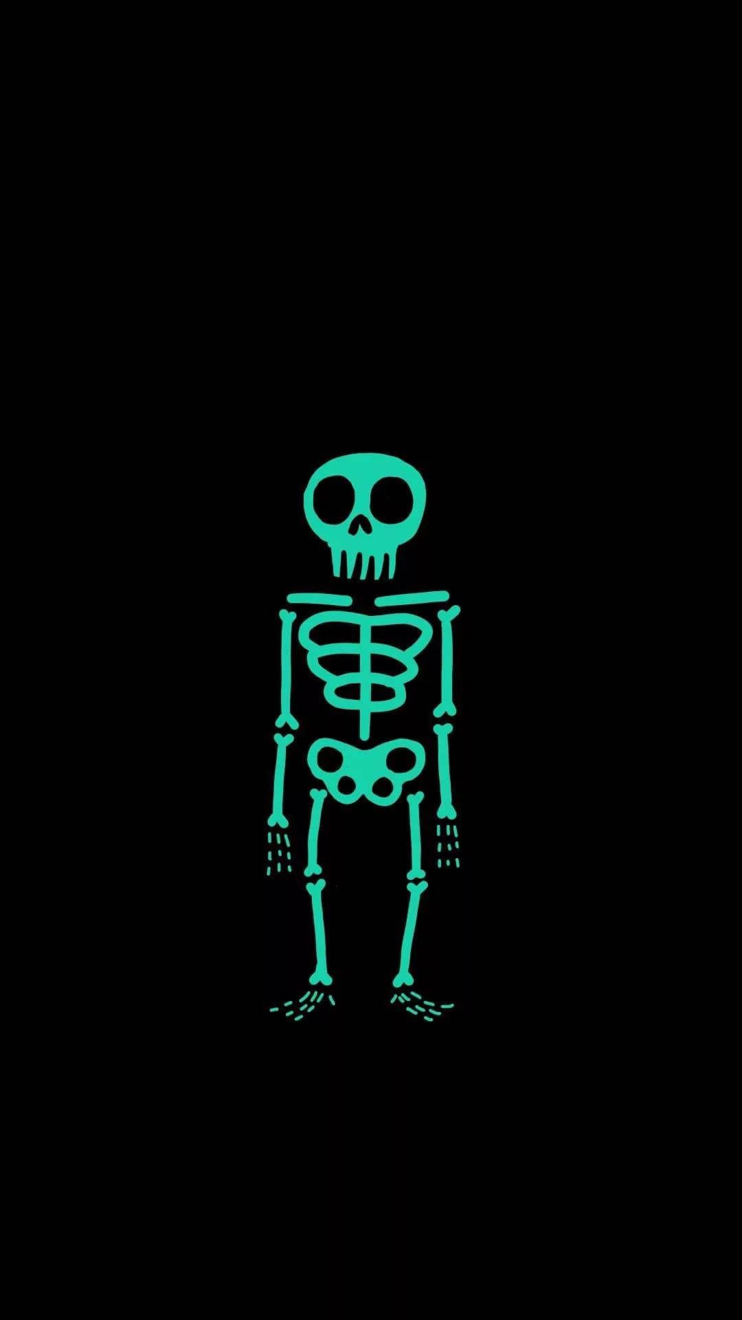 1080x1920 Download Minimalist Skeleton Illustration iPhone Wallpaper