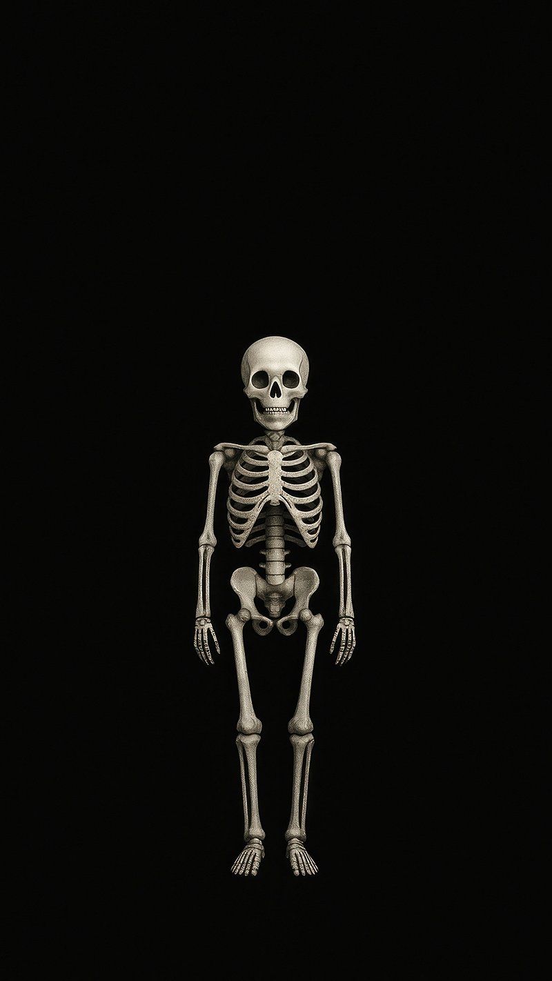 800x1422 Minimalist skeleton black wallpaper desktop. Free Photo Illustration