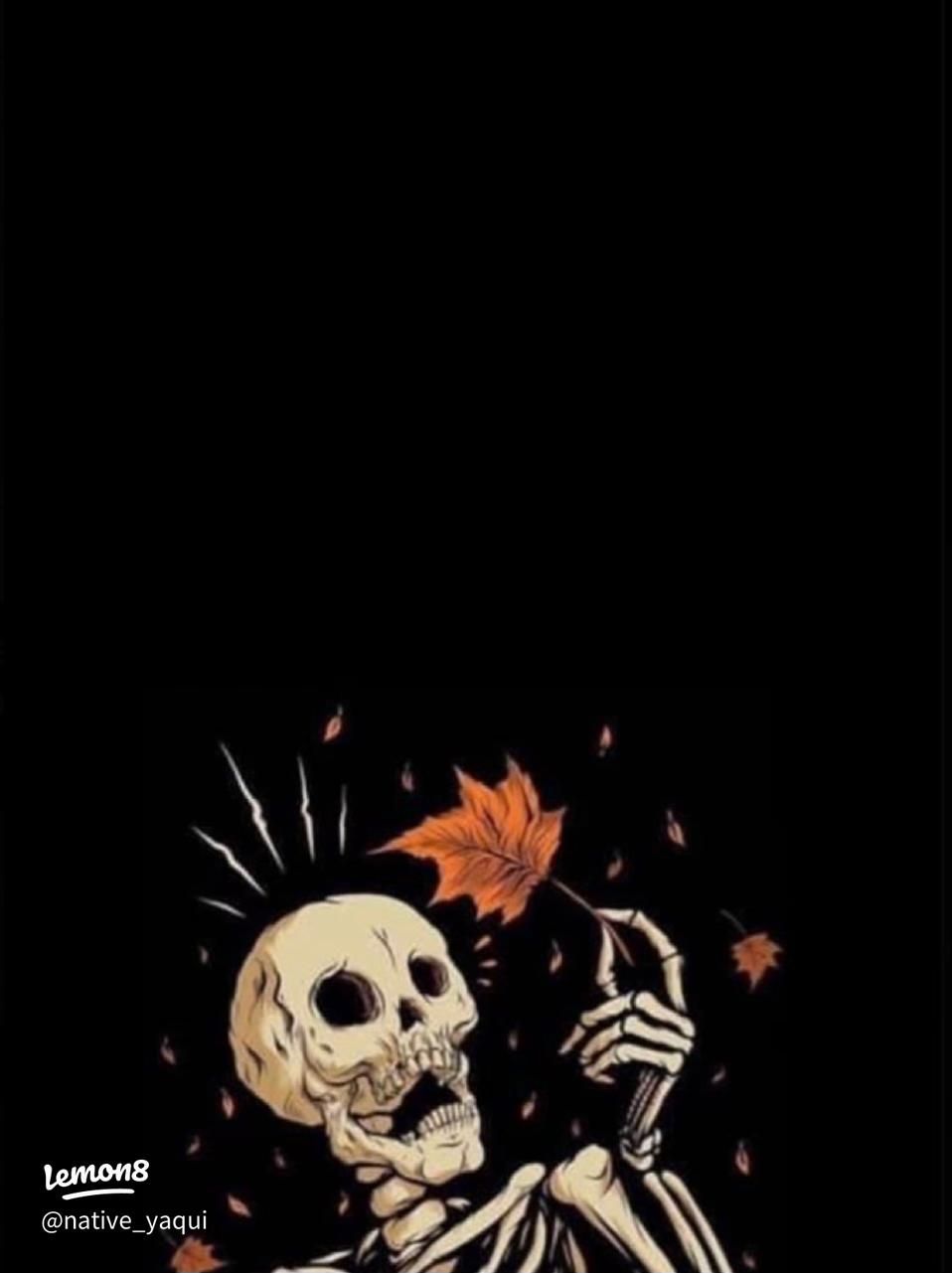 958x1281 Charming Minimalist & Pastel Aesthetic Halloween Wallpaper Featuring Skeletons