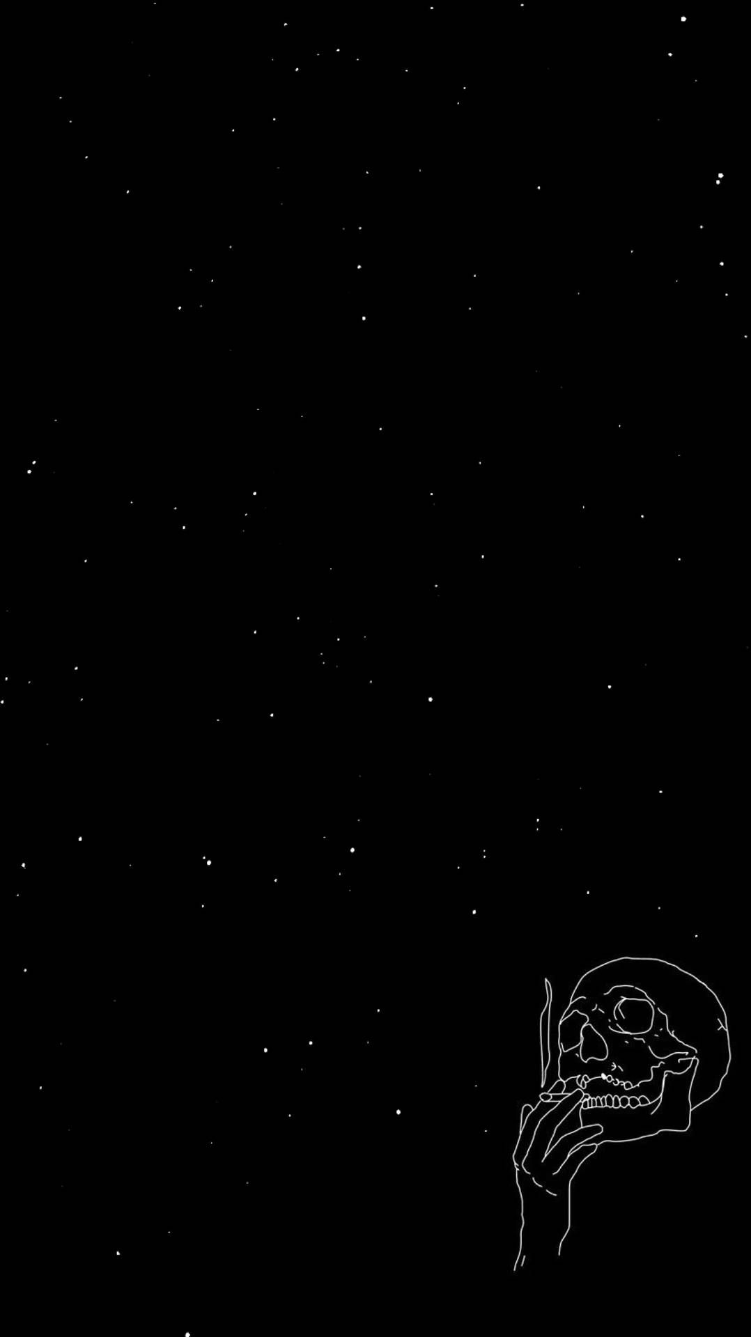 1078x1920 Download Minimalist Goth Smoking Skull Wallpaper