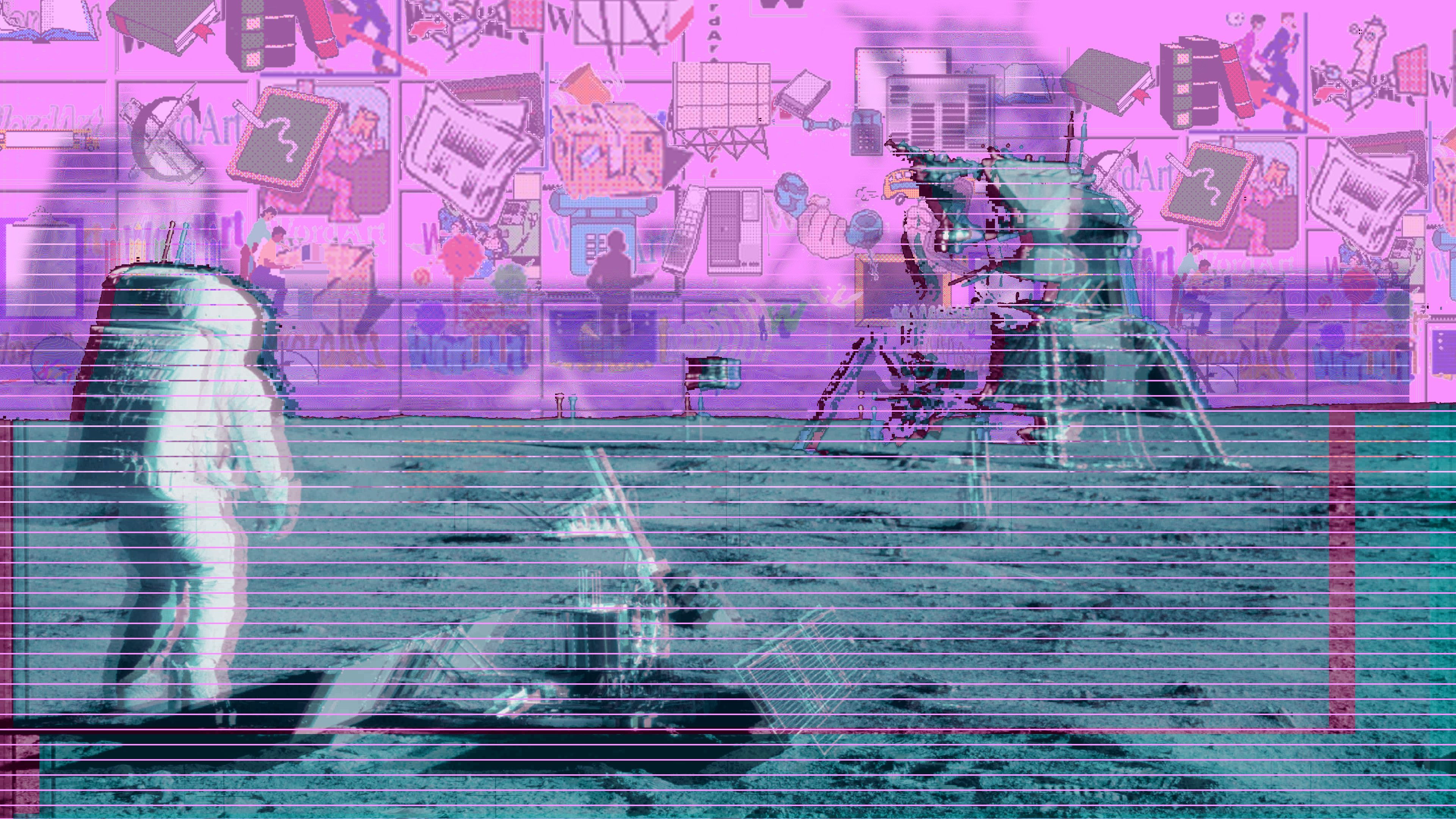 3840x2160 Vaporwave Astronaut Glitch: 4K Ultra HD Art