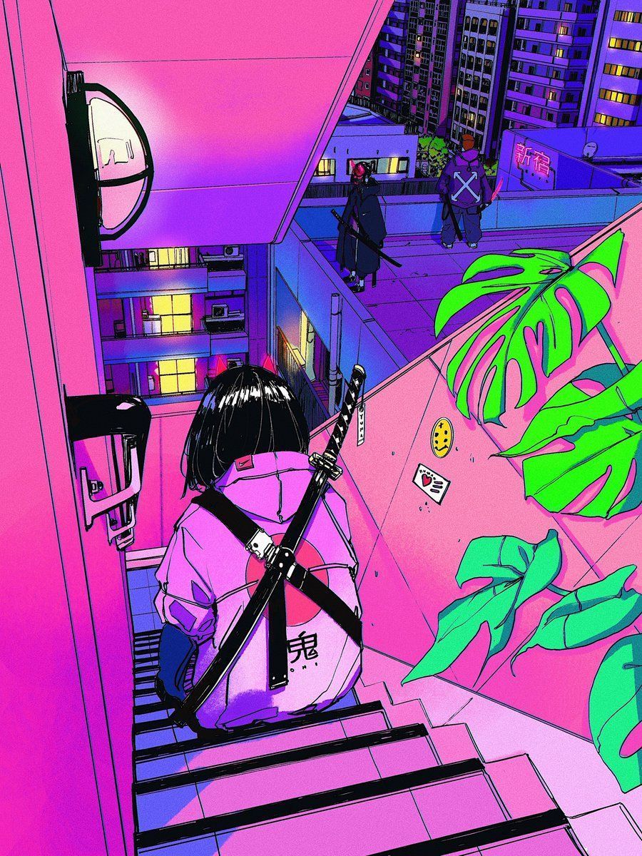 900x1200 Vaporwave Aesthetic Anime Wallpaper