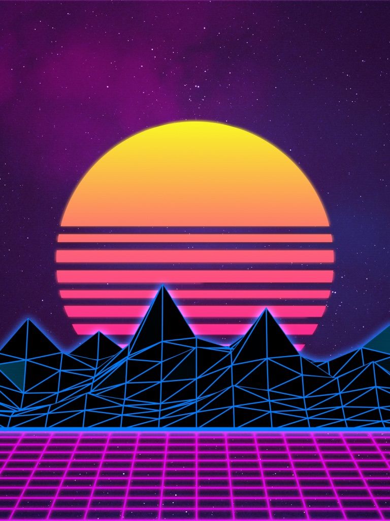 768x1024 Retrowave Wallpaper 4K, Synthwave, Vaporwave, Digital Art