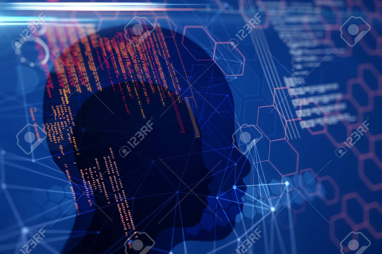 1300x866 Creative Programming Wallpaper With Head Outline. AI And Coding Concept. 3D Rendering , Picture and Royalty Free Image. Image 124852611
