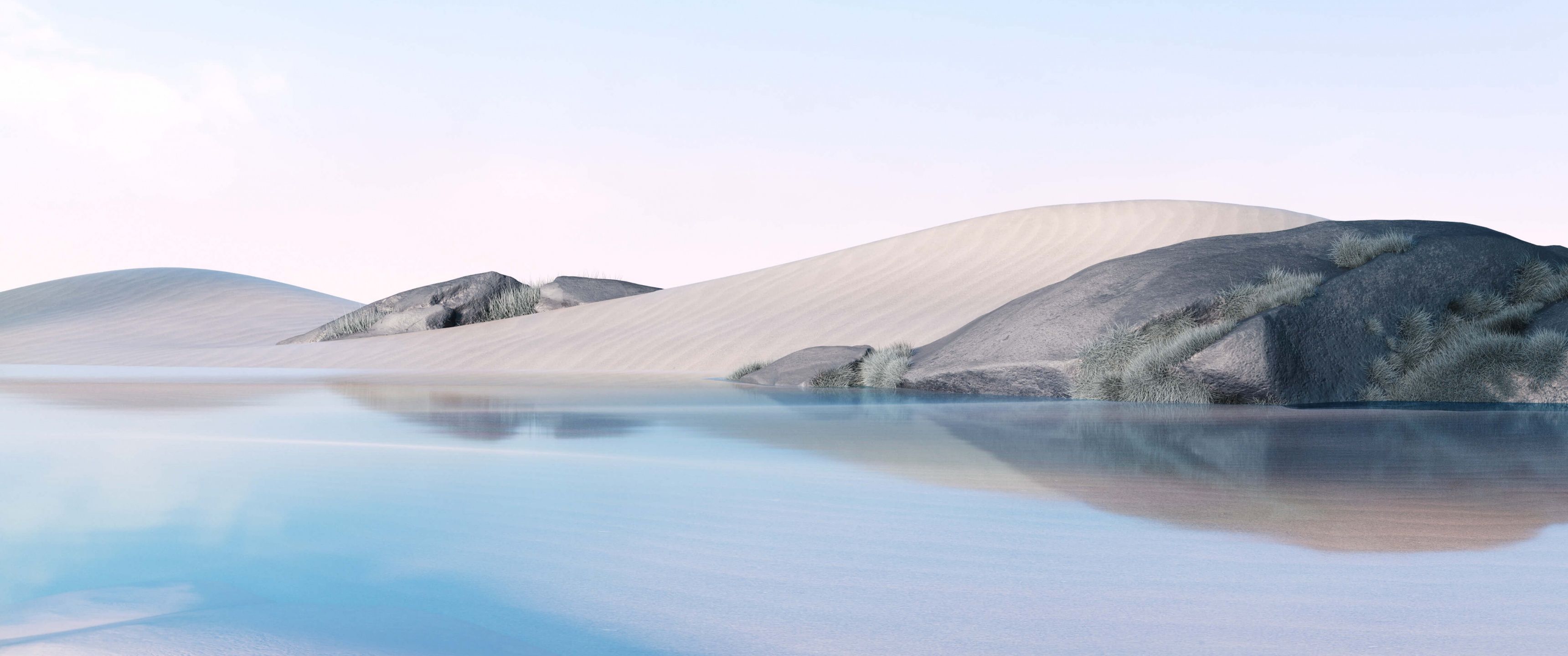 3440x1440 Desert Wallpaper 4K, Lake, Clear sky, Ice Blue