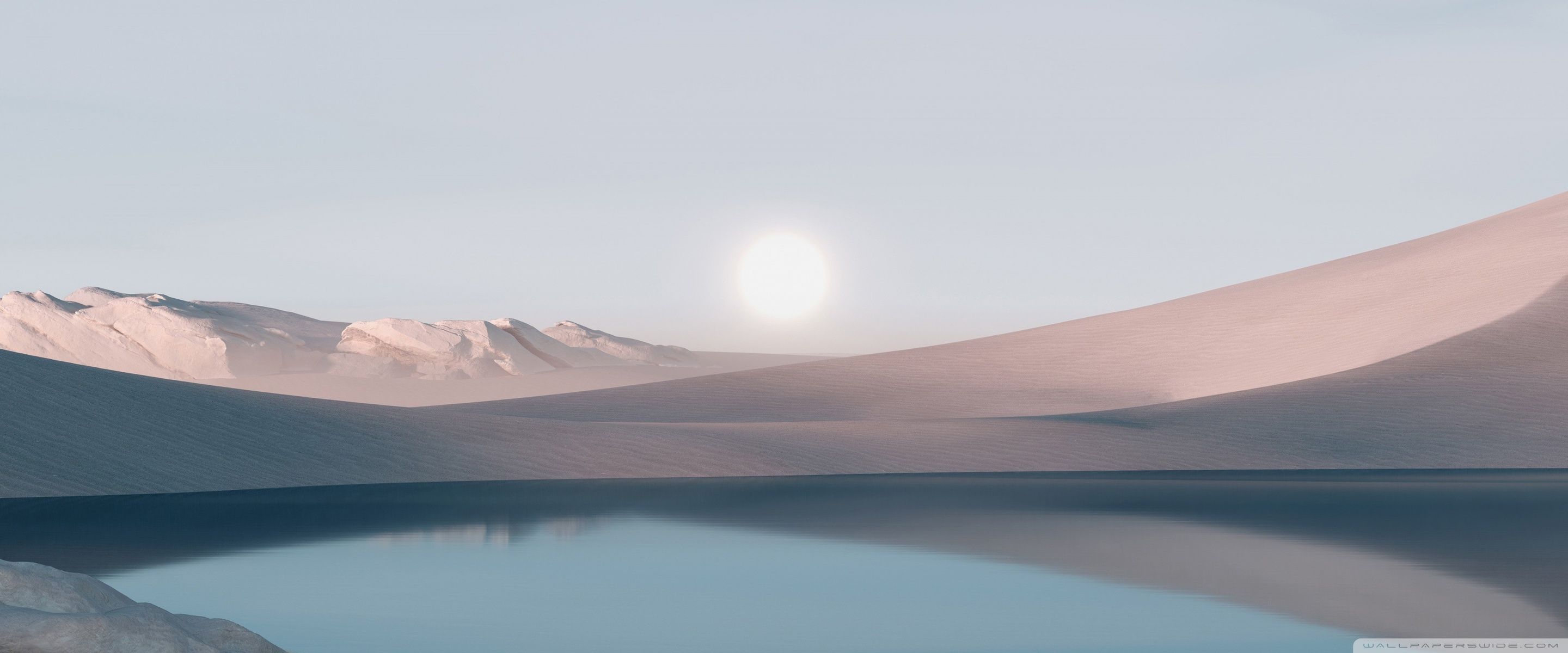 2880x1200 Desert Lake 4K UHD Wallpaper for UltraHD Desktop and TV : Widescreen and UltraWide Display : Dual Monitor : Smartphone and Tablet Devices