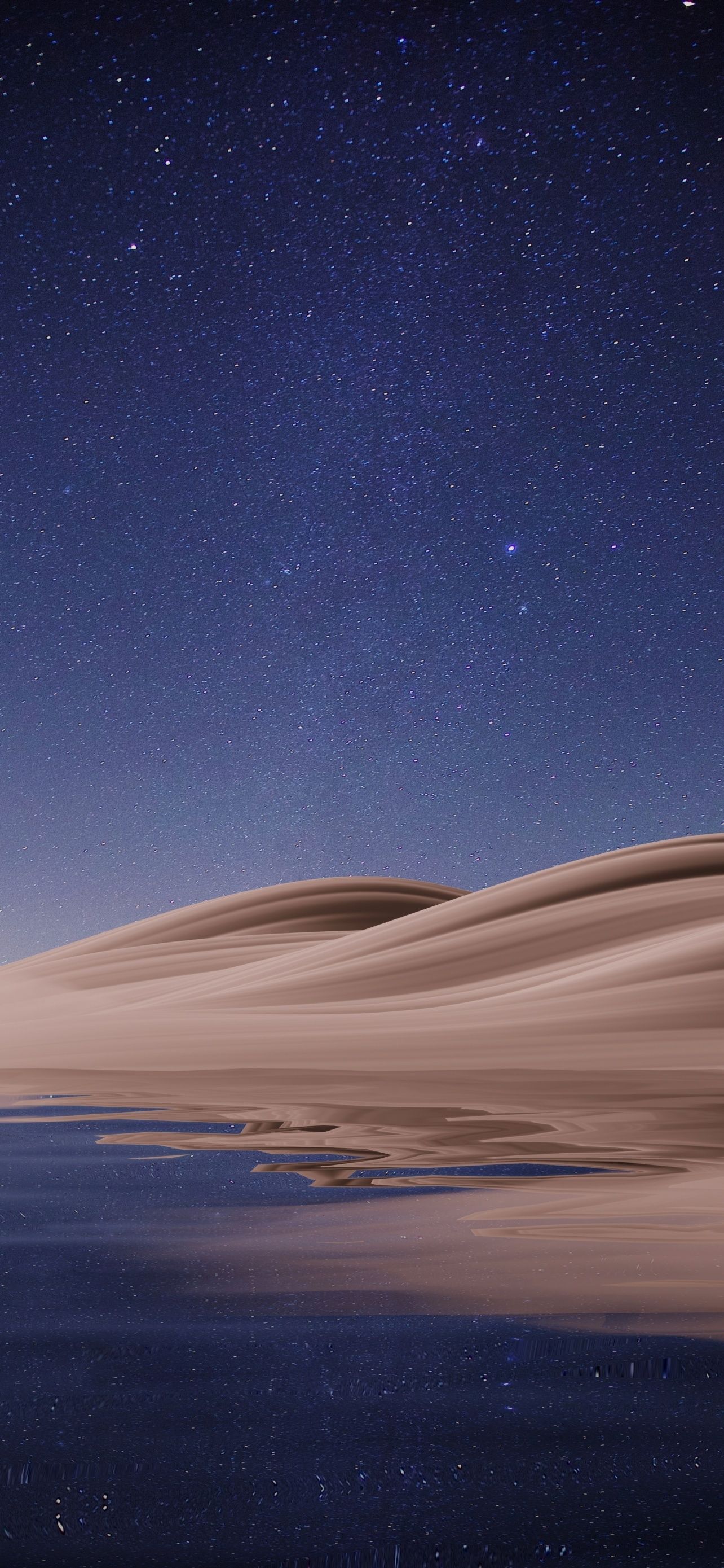 1284x2778 Night Sky Starry Sky Blue Sky Desert Lake Reflection