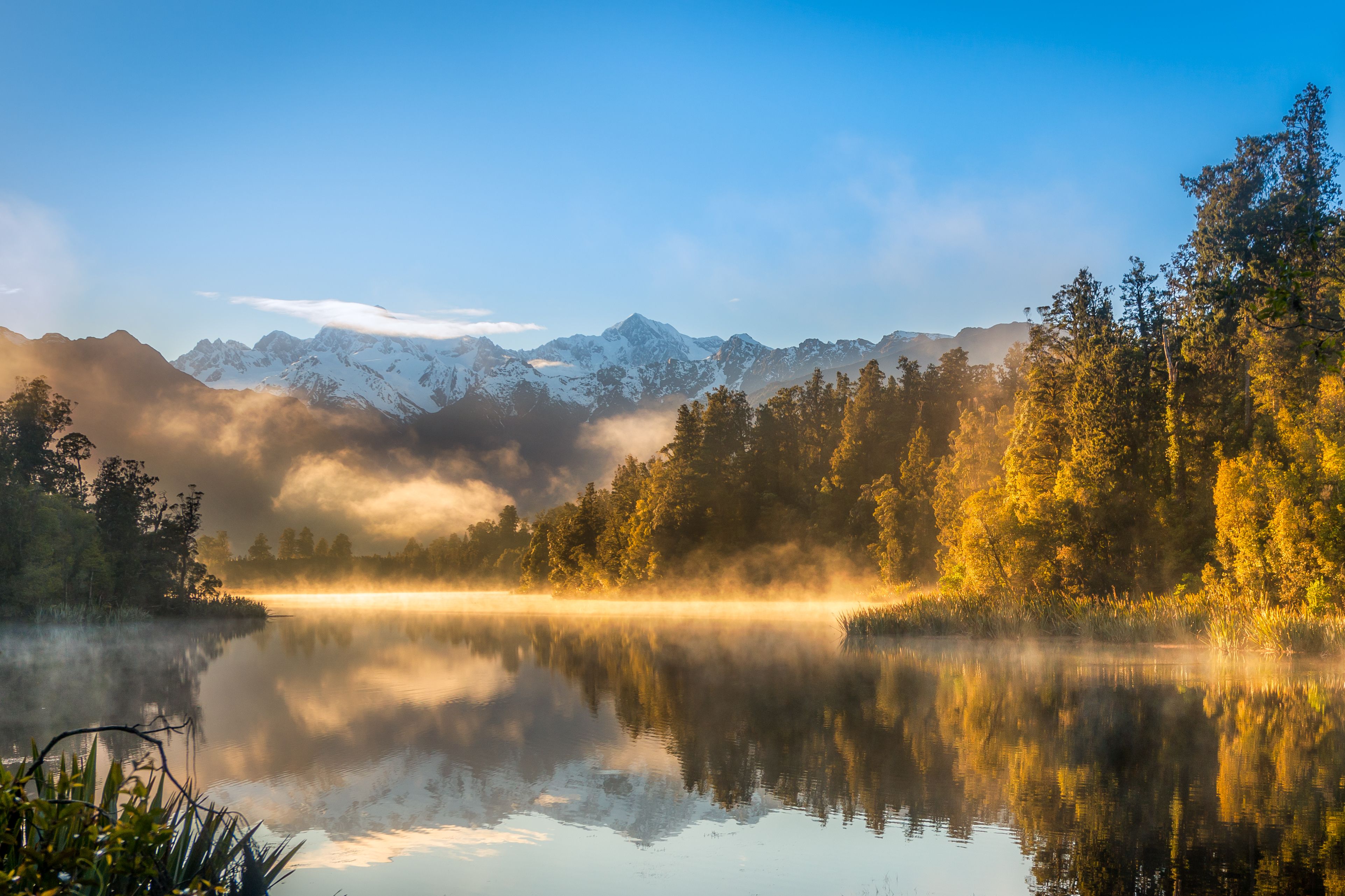 3845x2563 Wallpaper Brown Trees Near Lake and Mountains During Daytime, Background Free Image