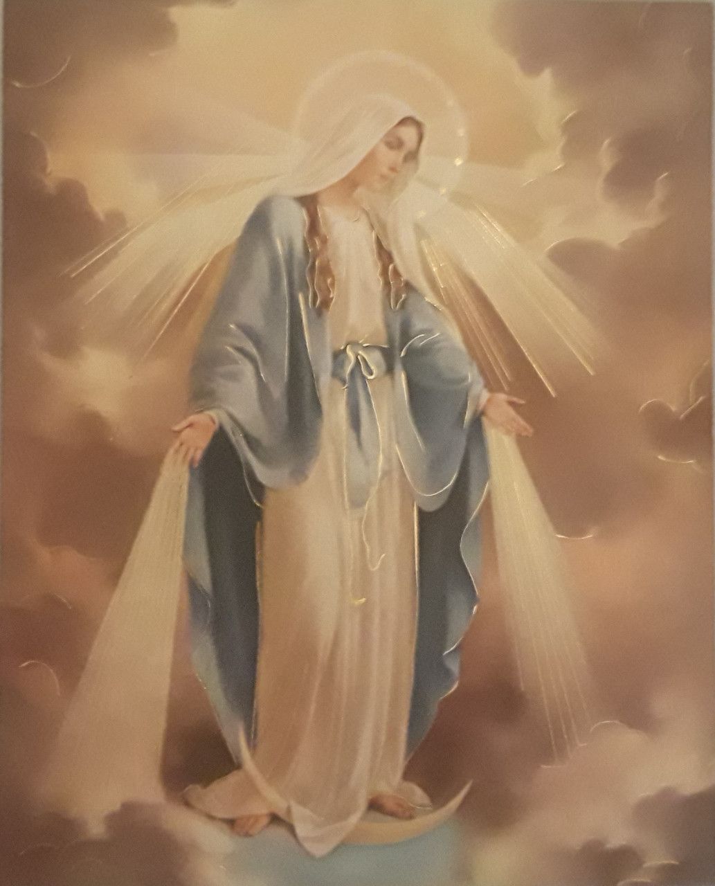 1033x1280 Mother Mary Image with Gold Highlights Gold Press Metal Foil