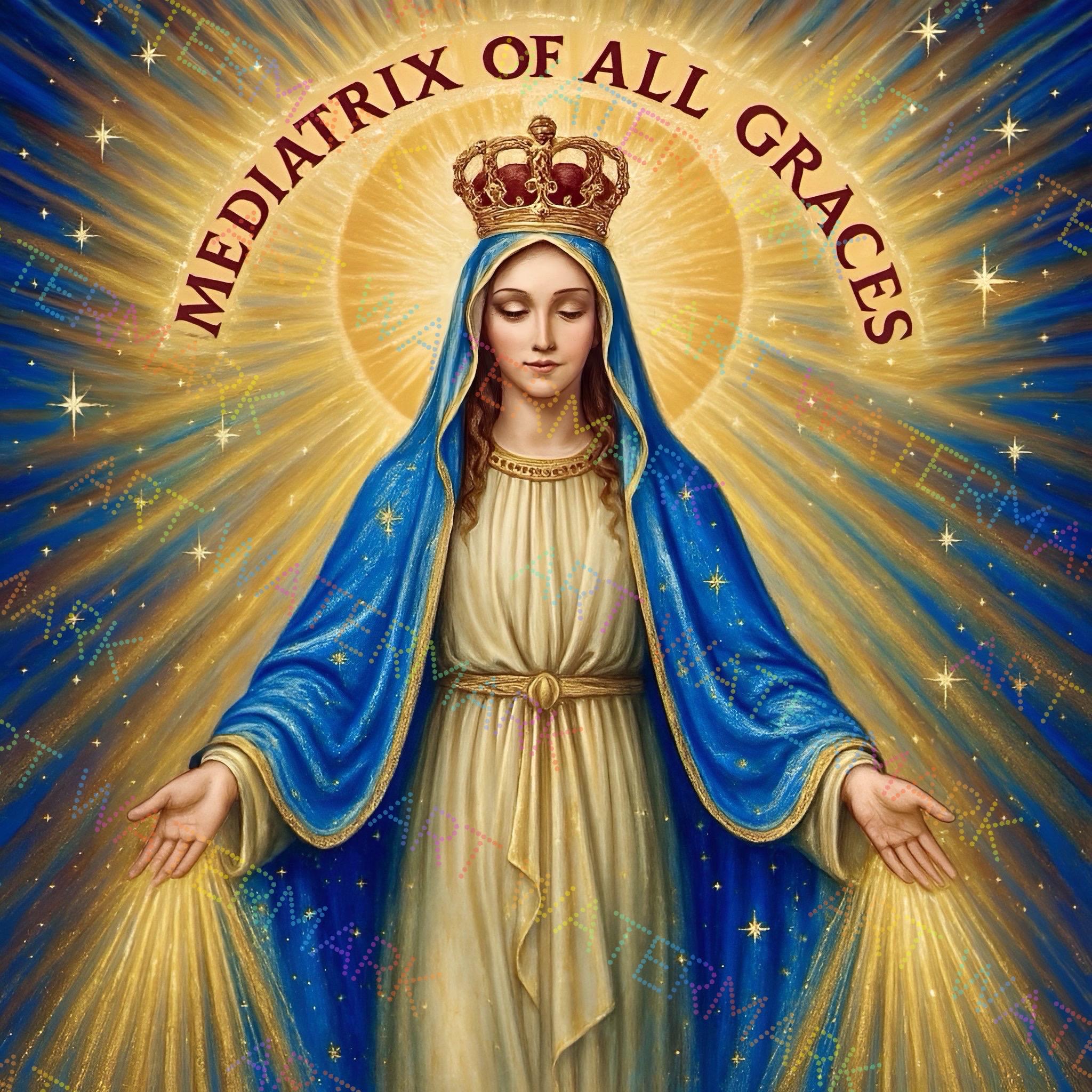 2048x2048 Mediatrix of All Graces Canvas. Blessed Virgin Mary. Catholic Wall Art