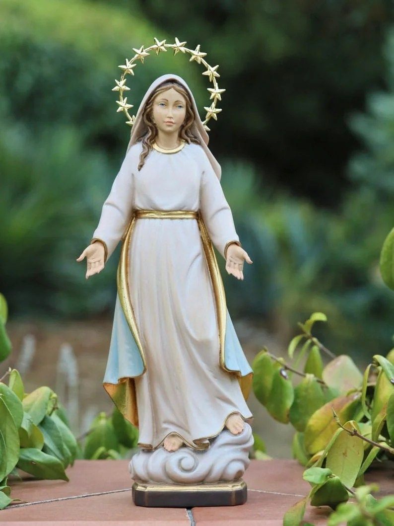 794x1059 Our Lady Of Grace Handmade Hand Painted Linden Wood Statue